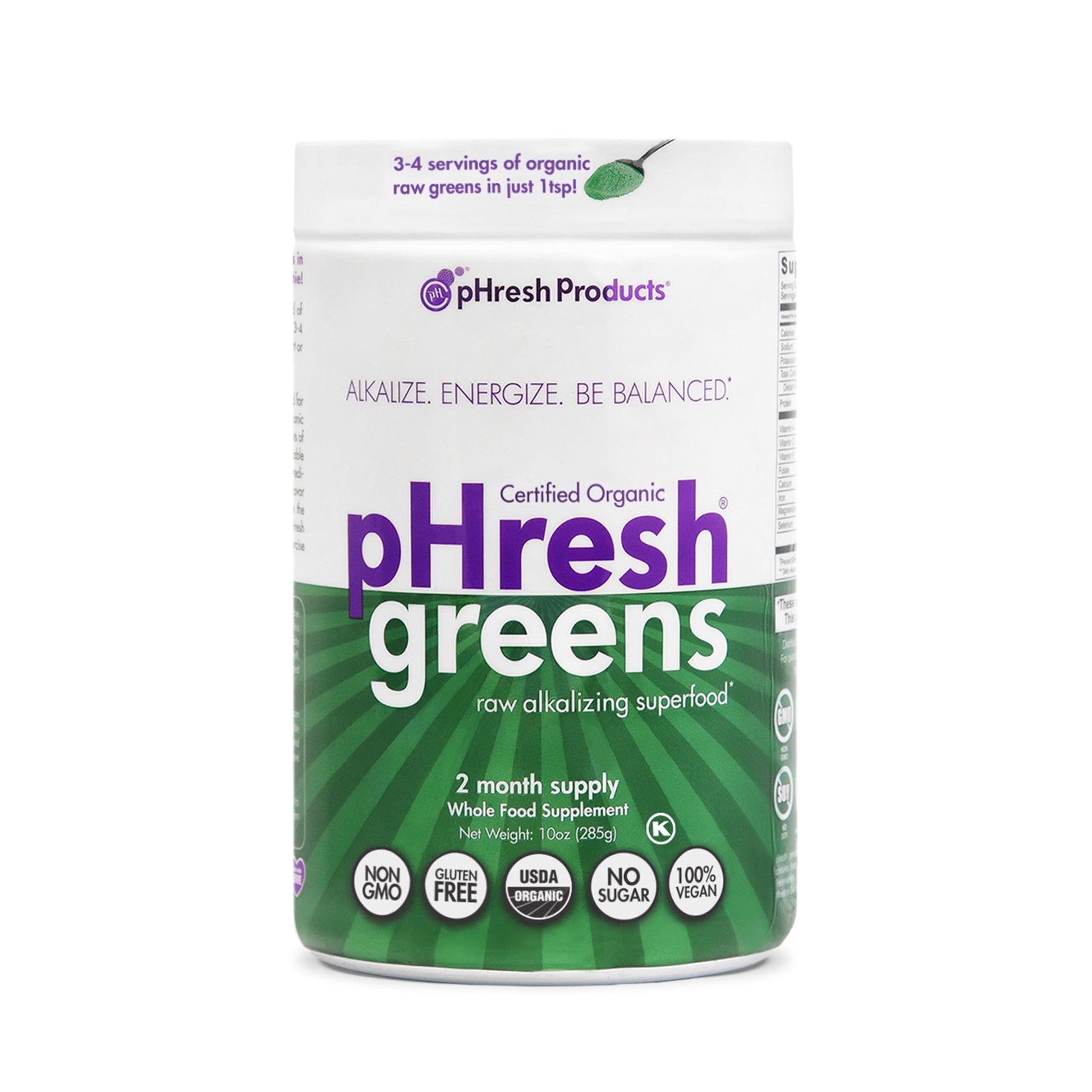 pHresh - Greens Raw Alkalizing Superfood Greens Powder - 2 Month Supply - Vegan, Kosher, Gluten Free - Natural Enzymes, Nutrients - Approved for Intermittent Fasting - 10 oz Phresh Products Au supplements