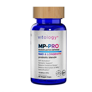 Vitology MP-PRO Microplastics Defense | 15 Billion CFU Probiotic + Antioxidant Blend | NMN, NAC, Glutathione, Resveratrol & Charcoal | Supports Cellular Detox, Longevity & Gut Health – 60 Capsules Vitology Au supplements