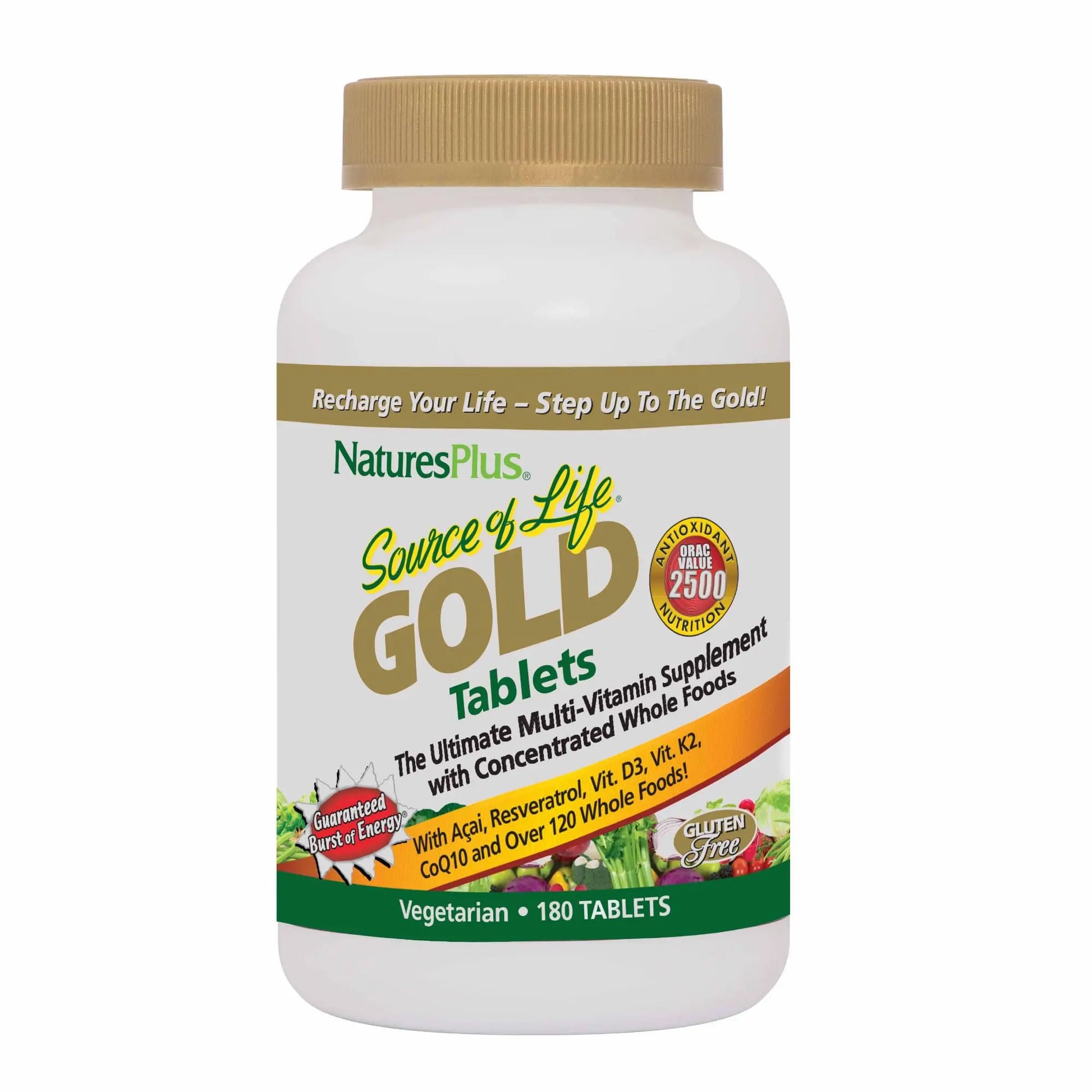 Natures Plus Source of Life Gold Multivitamin - 180 Tablets - Blood Support, Bone Support, Healthy Immune System NaturesPlus Au supplements
