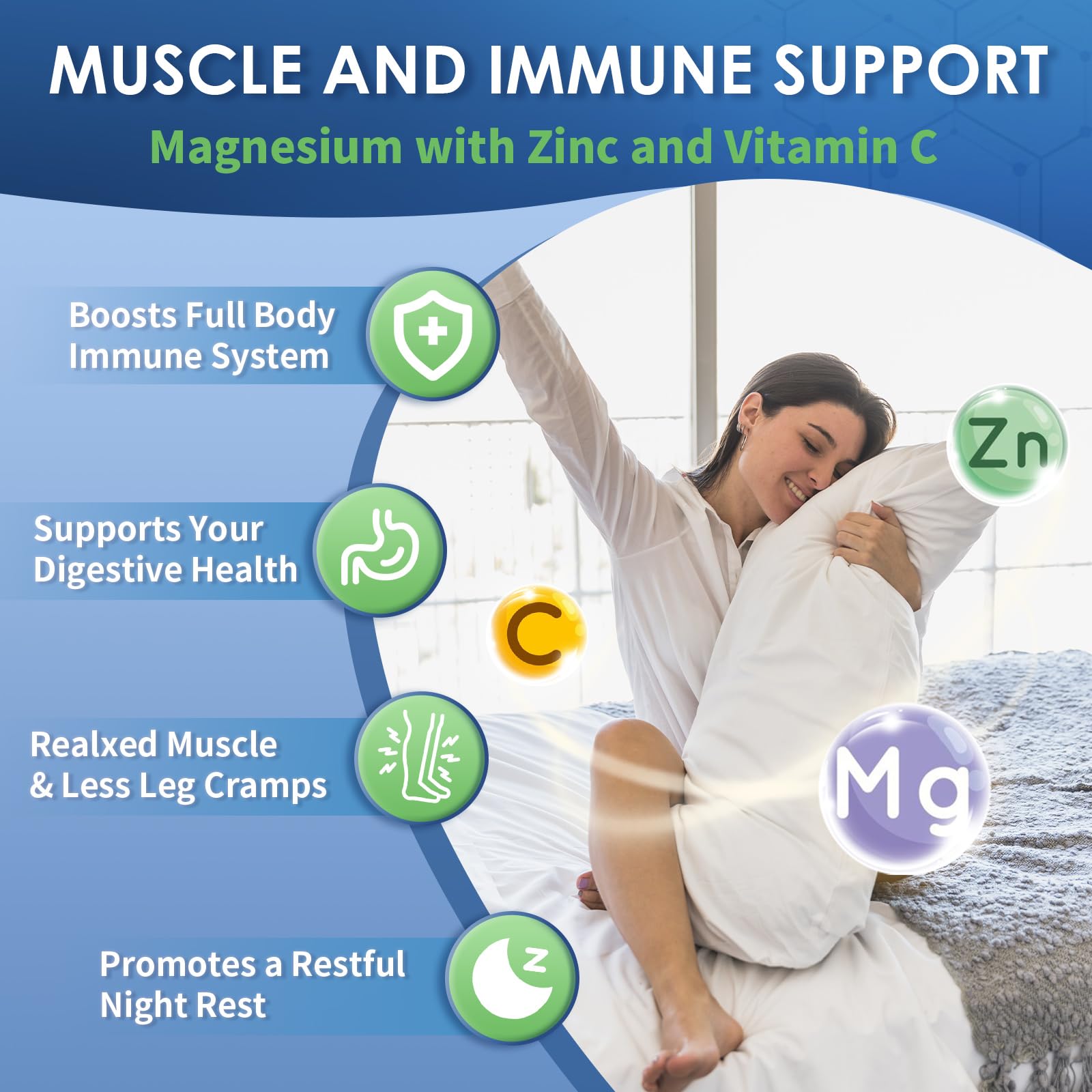 NATURE TARGET Magnesium Glycinate 500mg, Chelated Magnesium with Zinc & Vitamin D3 for Muscle, Nerve & Bone, Support Heart Health & Leg Cramp, Strength Immune System - 120 Capsules NATURE TARGET Au supplements