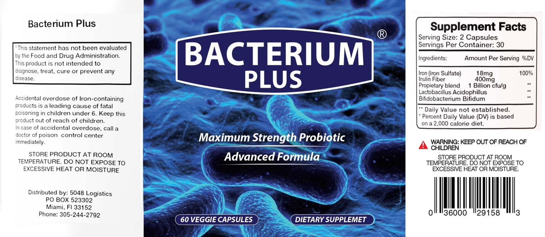 Bacterium Plus - Maximum Strength Probiotics - Probiotic Blend to Improve Instestinal Health, 100% Natural Digestive Supplement - 60 Capsules BACTERIUM PLUS Au supplements