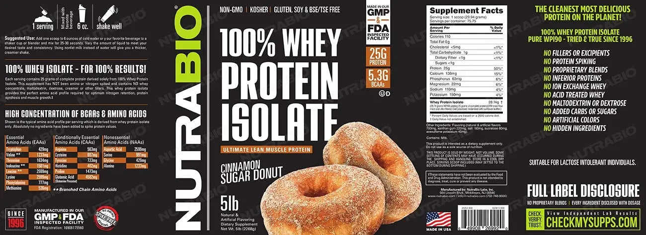 NutraBio Whey Protein Isolate Supplement – 25g of Protein Per Scoop with Complete NutraBio Au supplements