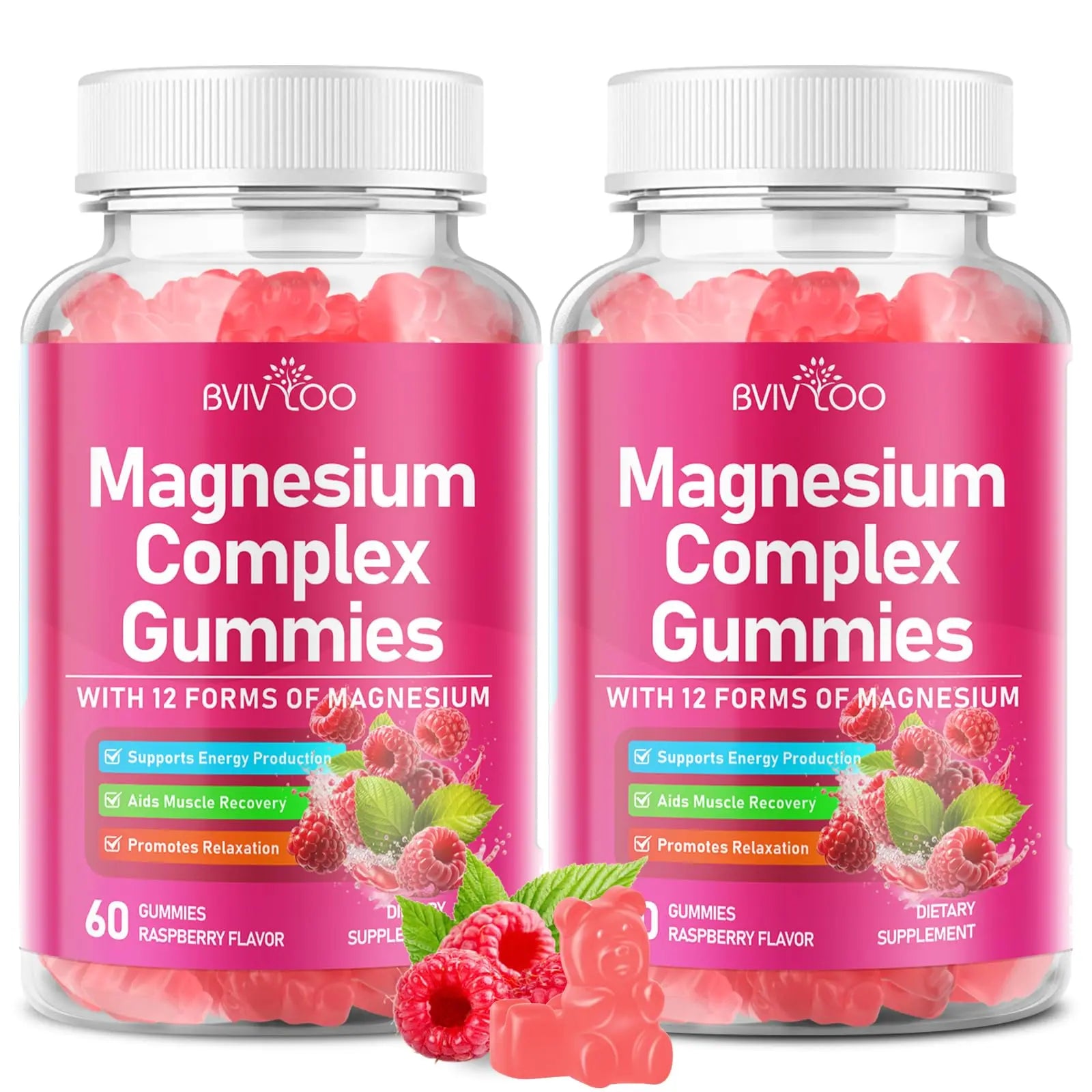 2 Pack Magnesium Complex Gummies – with 12 Forms of Magnesium Plus Vitamins B6, B12 & C. Vegan Strawberry Gummies to Support Mood, for Adults, 120 Count BVIVLOO Au supplements