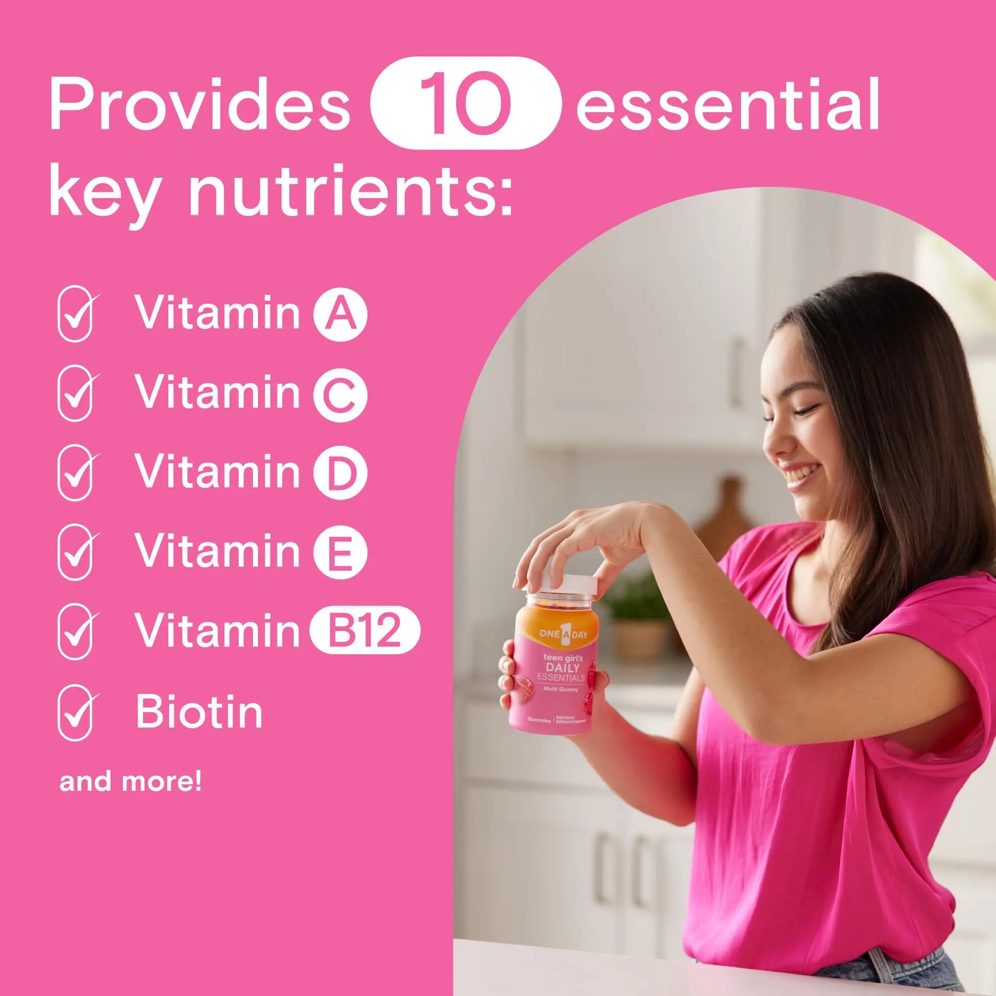 One A Day Teen Girl’s Daily Essentials Multivitamin Gummies, Teen Girl Multivitamins with Biotin, Vitamin B12 and B6, Vitamin C ONE A DAY Au supplements