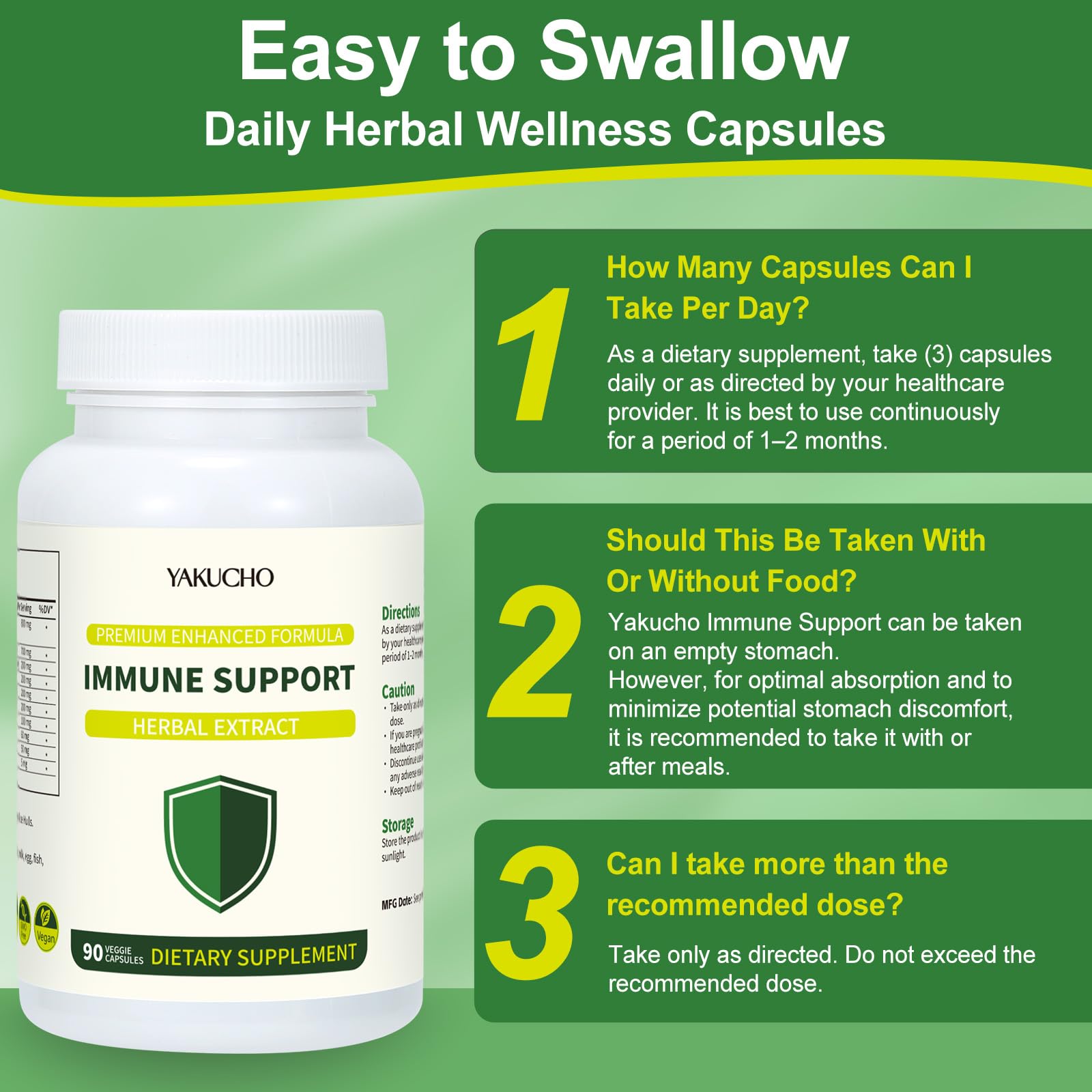 Herbal Immune Support Supplement, Vegan Capsules with Japanese Knotweed, Cat’s Claw, Skullcap & Sanguinolenta, Supports Immune Health & Overall Wellness, Gluten-Free Yakucho Au supplements