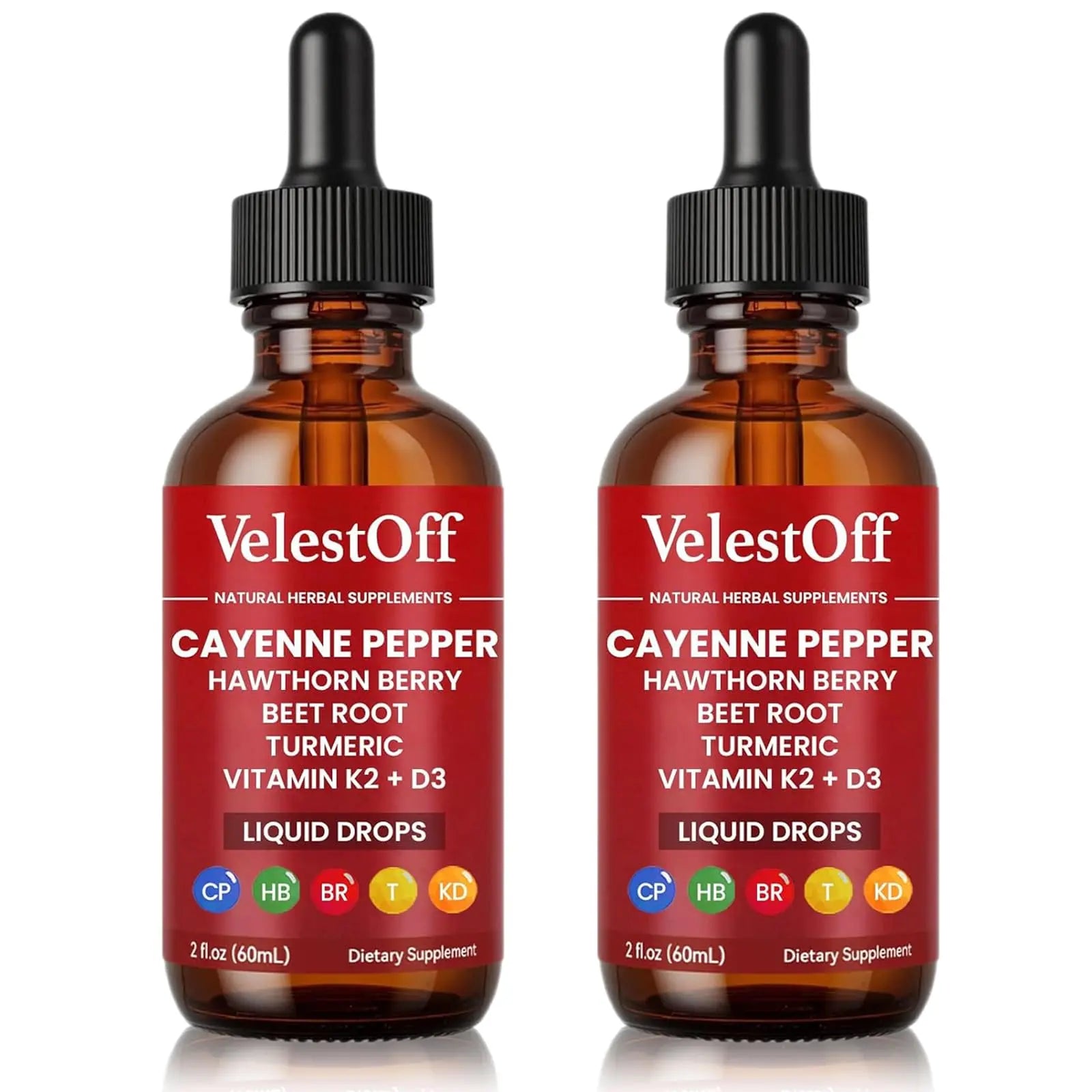VelestOff Cayenne Pepper Drops - VelestOff Cayenne Circulation Blood Pressure Blend - Cayenne Pepper Hawthorn Beet Root Turmeric Vitamin K2 D3-2 OZ (2 PCS) Velestoff Au supplements