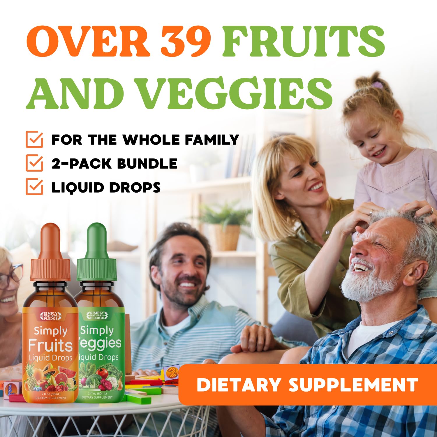 Simply Nature's Pledge - Fruit and Vegetable Supplements - Liquid Drops - Made with Whole Food Superfoods, Packed Vitamins & Minerals - Soy Free - Made in The USA Simply Nature's Pledge Au supplements