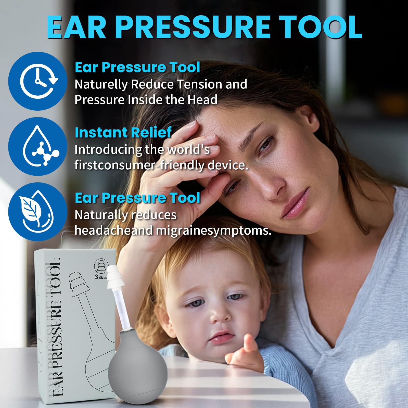 Migraine & Ear Pressure Relief Device | Tension Headache, Ear Ache & Airplane Pressure Relief | Drug-Free Migraine Relief Products Gift for Sufferers（Gray） Unalakleet Au supplements