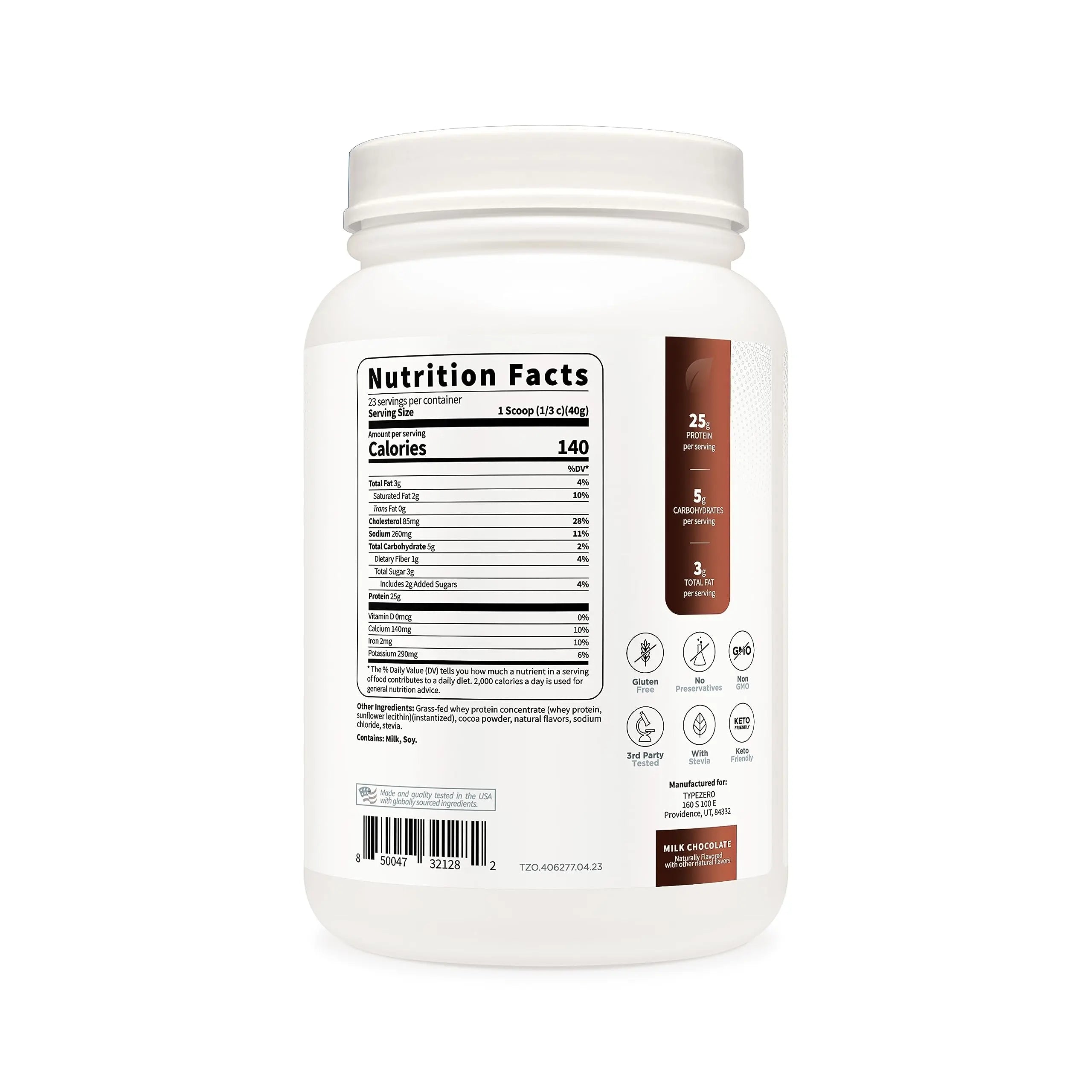 Type Zero Grass Fed Whey Protein Concentrate Powder (Chocolate, 2LBS) - Gluten Free Type Zero Au supplements