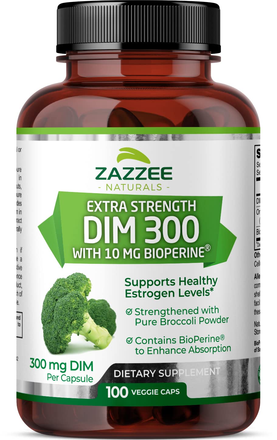 Zazzee Extra Strength DIM 300, 10 mg BioPerine and 300 mg DIM per Capsule, 100 Vegan Zazzee Au supplements