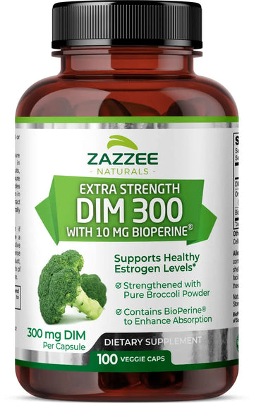 Zazzee Extra Strength DIM 300, 10 mg BioPerine and 300 mg DIM per Capsule, 100 Vegan Zazzee Au supplements