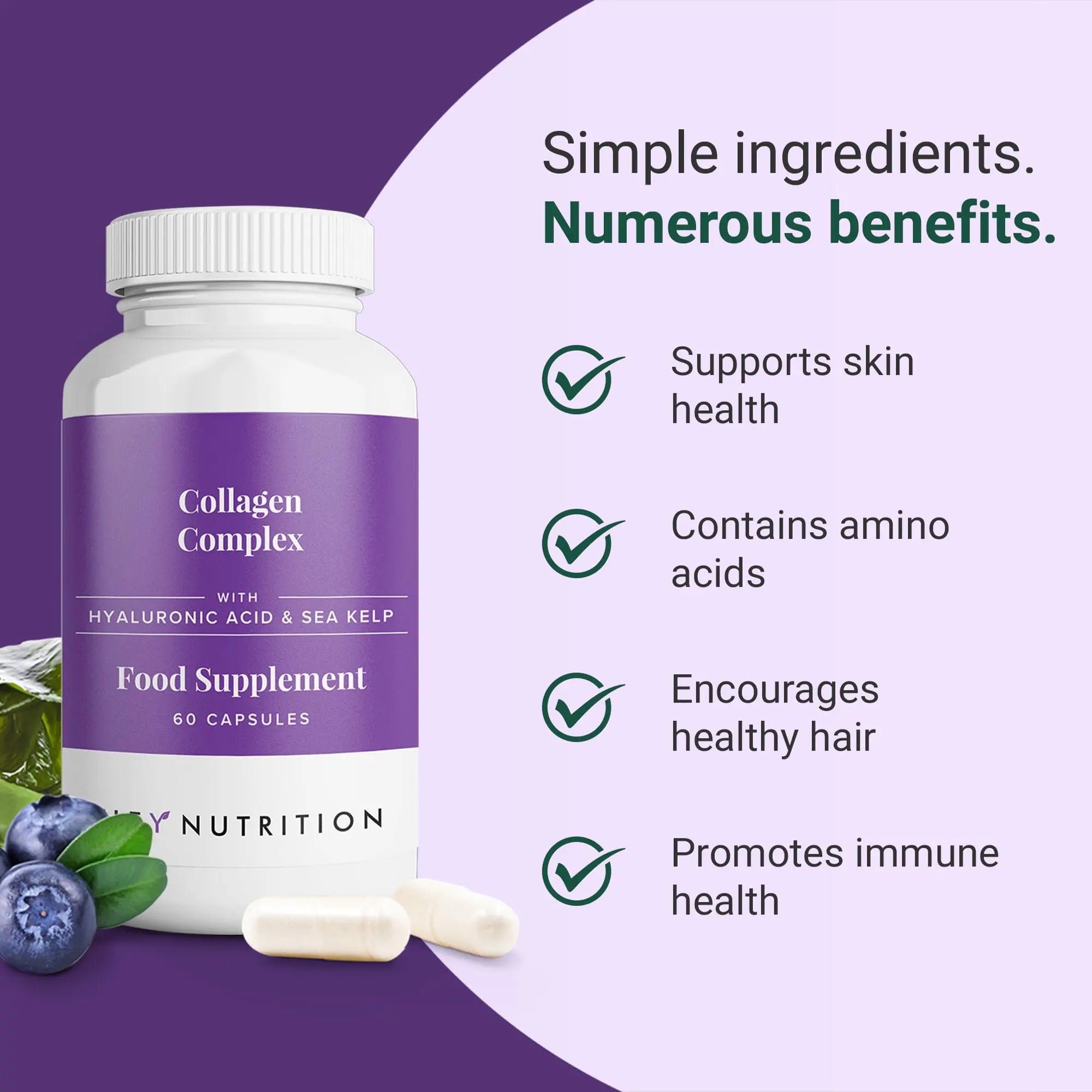 Hey Nutrition Collagen Complex Hyaluronic Acid & Sea Kelp Vitamin E, C, Biotin Hey Nutrition Au supplements