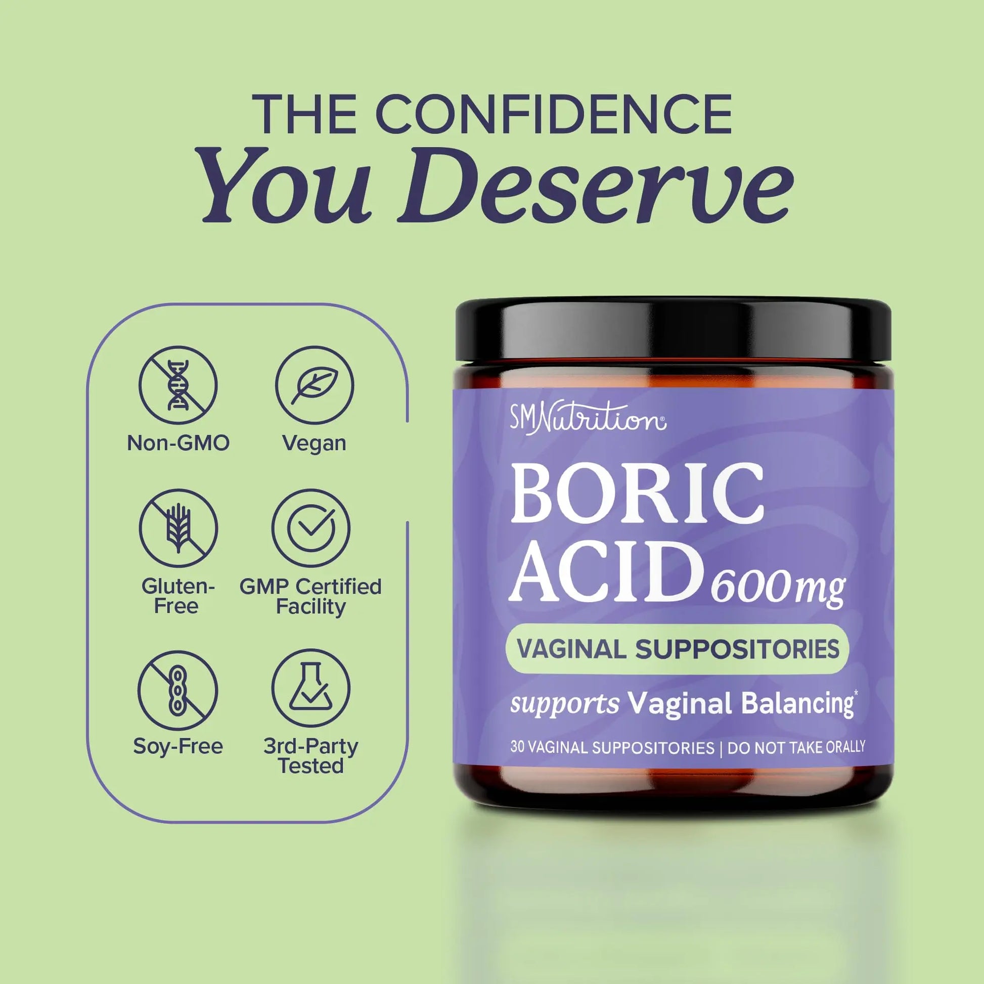 Boric Acid Suppositories for Women 600mg | pH Balance, Vaginal Odor & Itching | Feminine Hygiene & Intimate Health Support | Boric Acid for Women Vaginal Suppositories | Unscented, Vegan | 30 Ct SMNutrition Au supplements