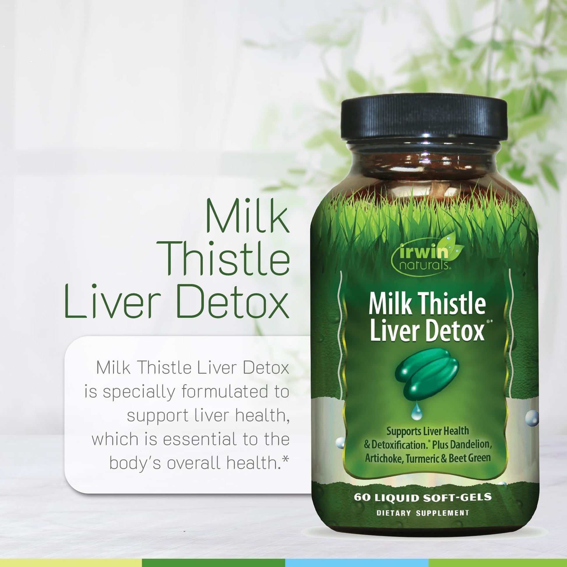 Irwin Naturals Milk Thistle Liver Detox - 60 Liquid Soft-Gels, Pack of 2 - Supports Liver Health with Dandelion, Artichoke, Turmeric & Green Beet Root - 60 Total Servings Irwin Naturals Au supplements