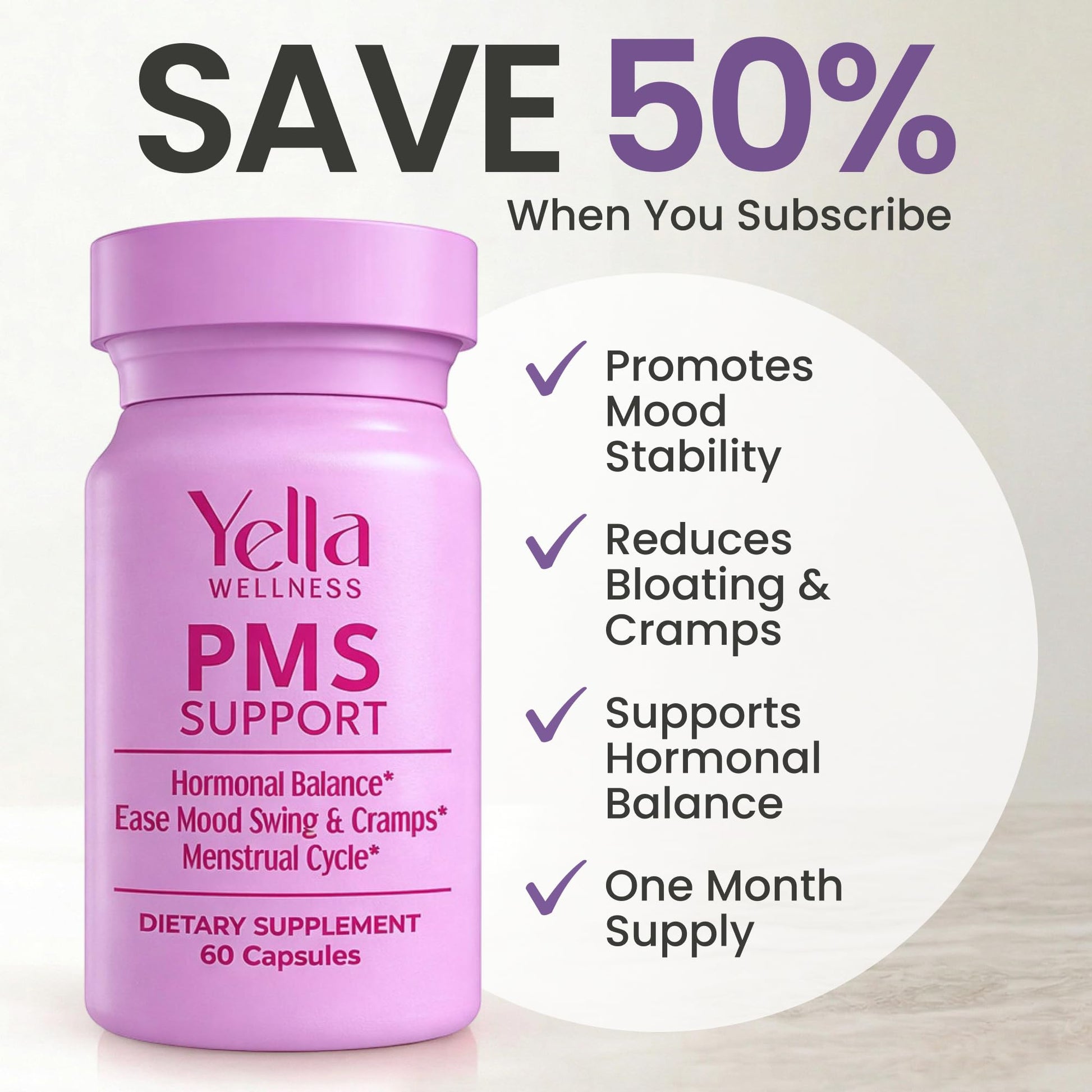 YELLA WELLNESS Hormone Balance for Women - PMS Support Supplement for Women w/Chaste Tree, Dong Quai and Ashwagandha- PMS and Menopause Relief for Bloating, Cramps and Mood Swings- (60ct) YELLA WELLNESS Au supplements