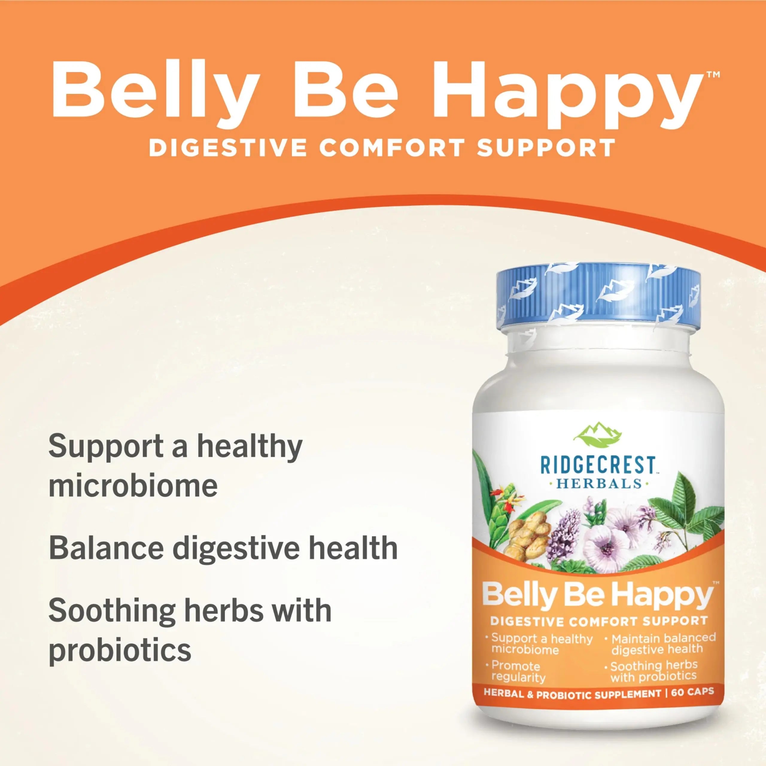 RidgeCrest Herbals Belly Be Happy - 60 Capsules - Digestive Comfort Support - Non-GMO RidgeCrest Herbals Au supplements