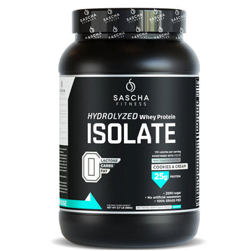 SASCHA FITNESS Hydrolyzed Whey Protein Isolate,100% Grass-Fed (2 Pounds, Cookies SASCHA FITNESS Au supplements