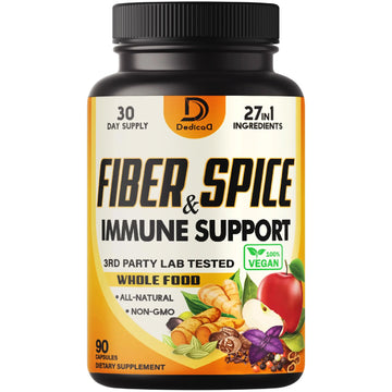 DEDICAD 27in1 Fiber and Spice Supplement - Combined with Organic Psyllium, Whole Apple, Elderberry & More - Support Mood, Body & Immunity - 90 Capsules for 1 Month DEDICAD Au supplements