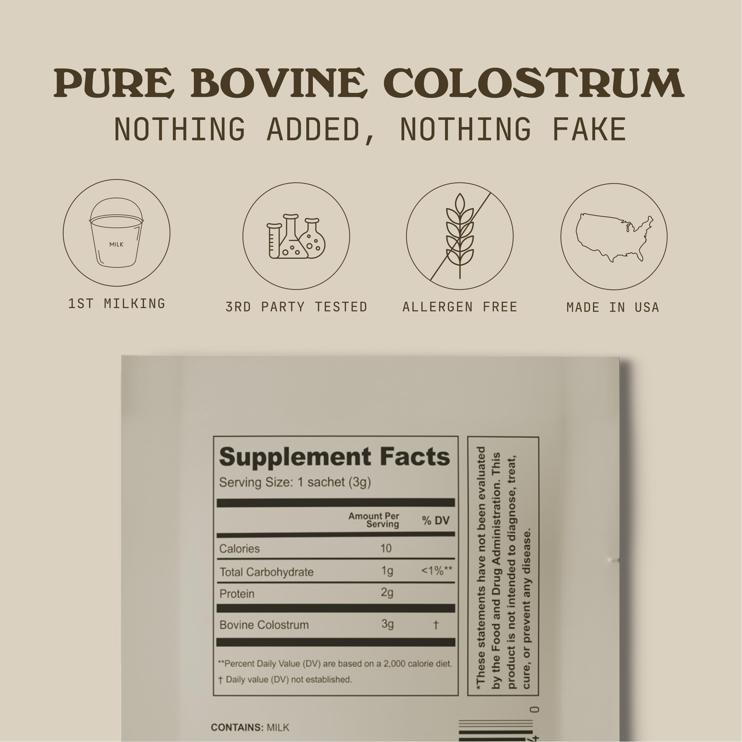 COWBOY COLOSTRUM Powder Travel Packs - Bovine Colostrum Powder - First Day Milking Whole Colostrum - Grass Fed Colostrum Supplement for Gut Health, Immunity, Skin & Hair (Unflavored, 30 Servings) COWBOY COLOSTRUM Au supplements