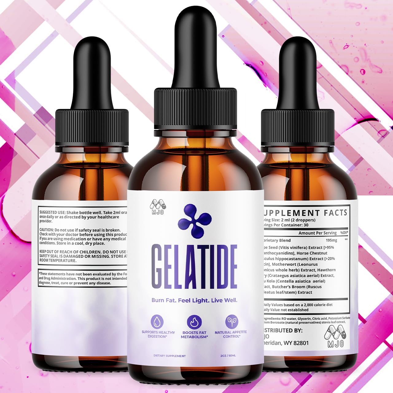 (2 Pack) Gelatide Drops, Official Gelatide Health Support Formula with All Natural Ingredients, Advanced Active Lifestyle Support Supplement Max Strength Vitamin Formula for Women & Men (60 Servings) MJO Au supplements