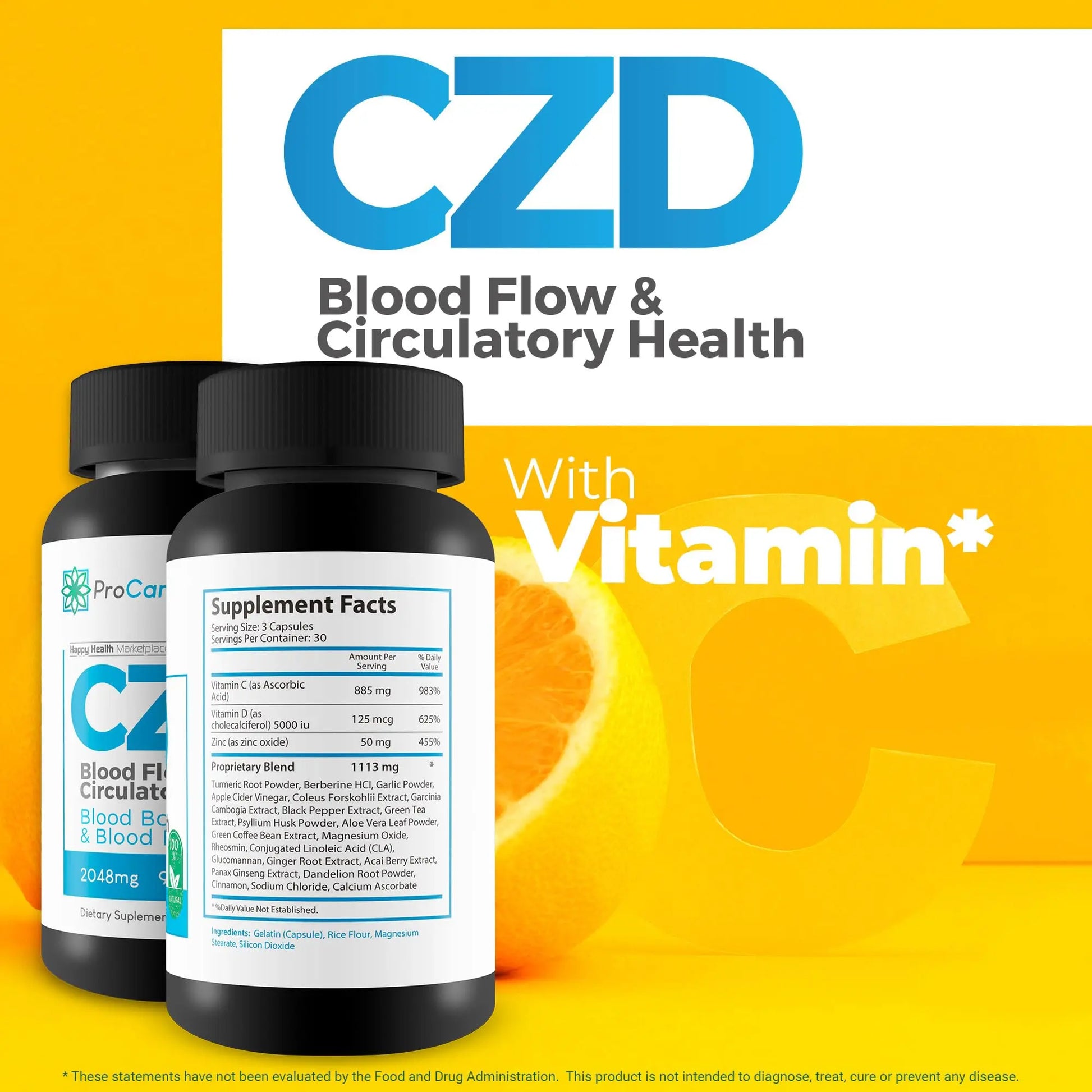 CDZ Supplement Vitamin C D and Zinc Plus Herbs - Our Best Vitamin C D Zinc Blood Booster for Blood Balance & Blood Flow - C Z D Blood Flow & Circulatory Health - Pro Canna Labs Gummies Capsules Happy Health Marketplace Au supplements