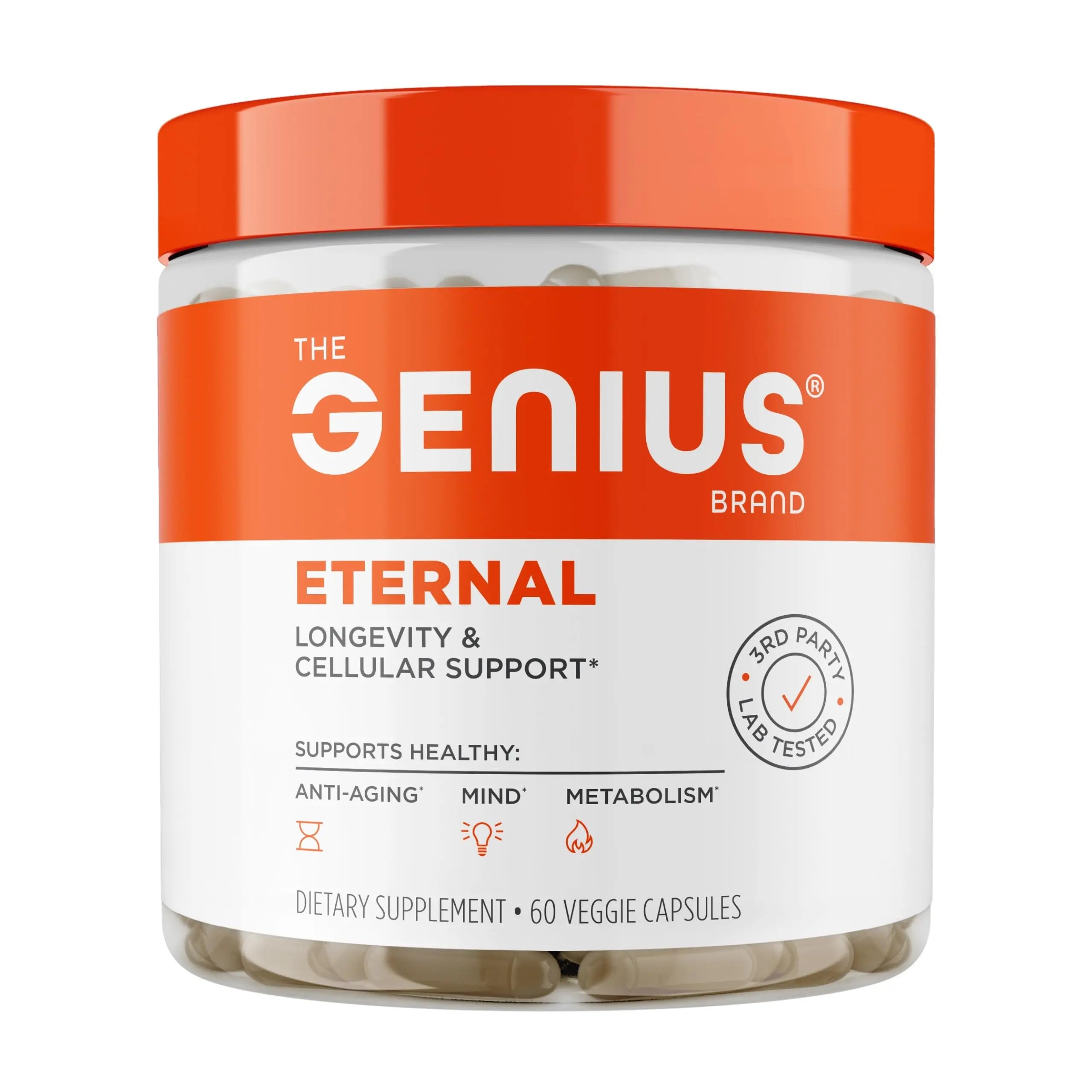 The Genius Brand Genius Eternal - Cellular Repair Supplement for Daily Clarity - Supports Brain Health, Endurance, Energy, Focus, Memory & Vitality - Non-GMO - 60 Veggie Capsules The Genius Brand Au supplements