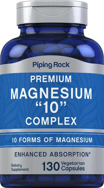 Piping Rock Magnesium 10 in One Complex | 130 Capsules | Supplement for Men and Women | Vegetarian, Non-GMO, Gluten Free Piping Rock Au supplements
