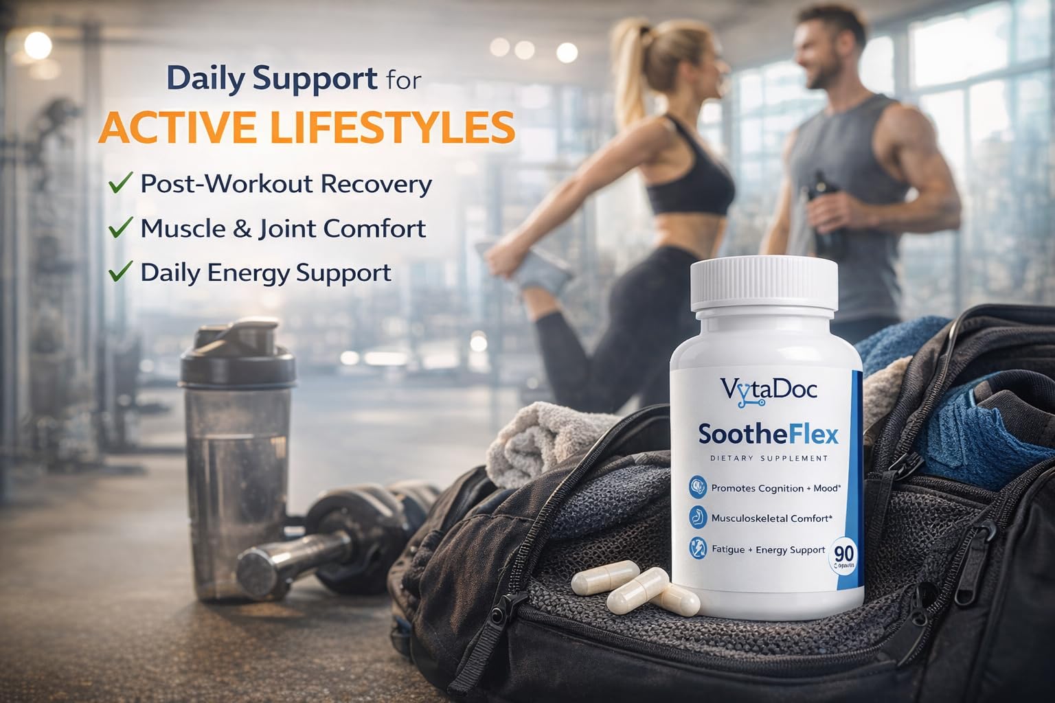 VytaDoc SootheFlex Joint, Energy & Mood Support for Women | Turmeric 900mg, Ferrochel® Iron, Magnesium Malate, Vitamin D3, Ginger, Selenium | 90 Capsules | Gentle Iron — Easy on Digestion VytaDoc Au supplements