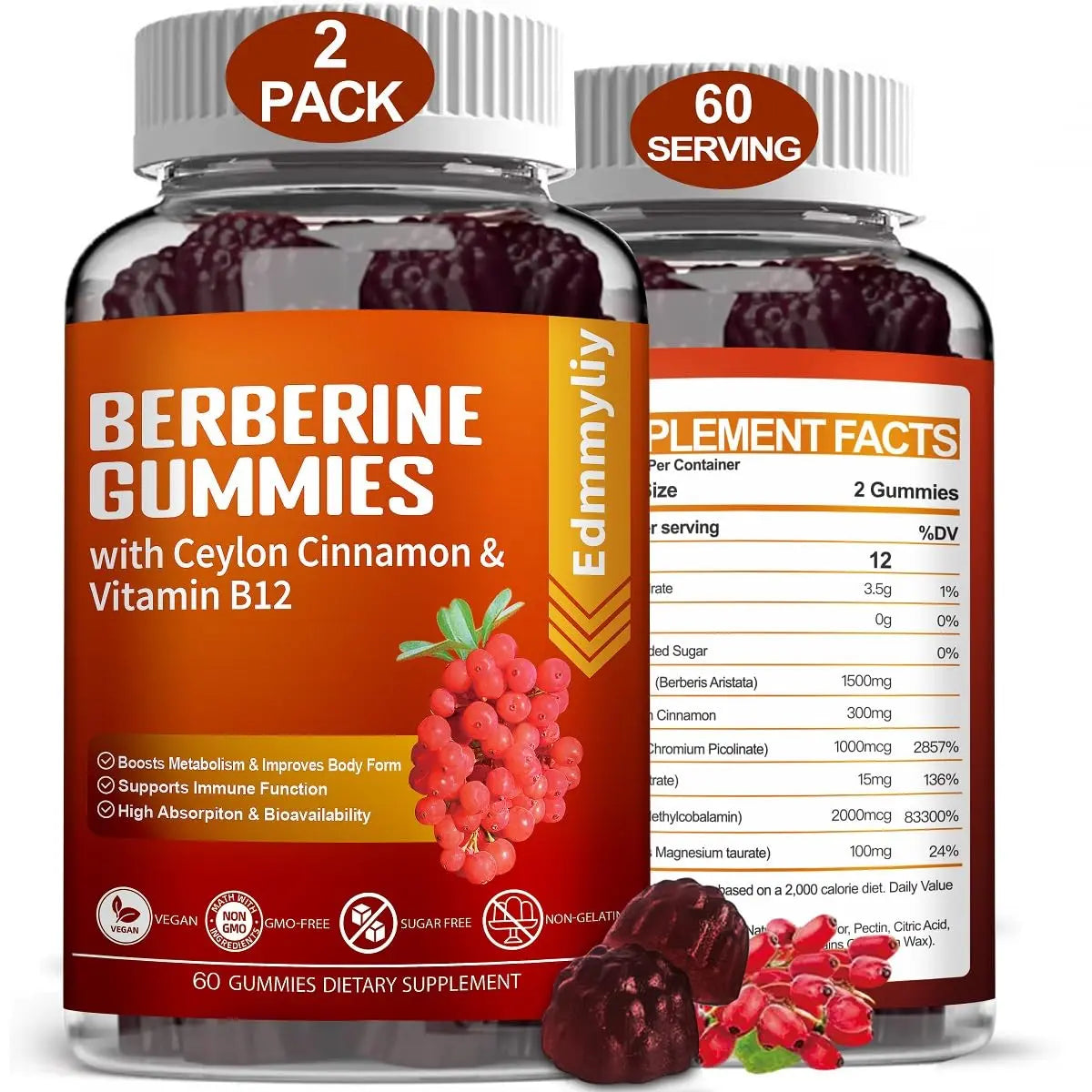 Berberine Gummies 1600mg with Ceylon Cinnamon Sugar Free High Potency Berberine Edmmyliy Au supplements
