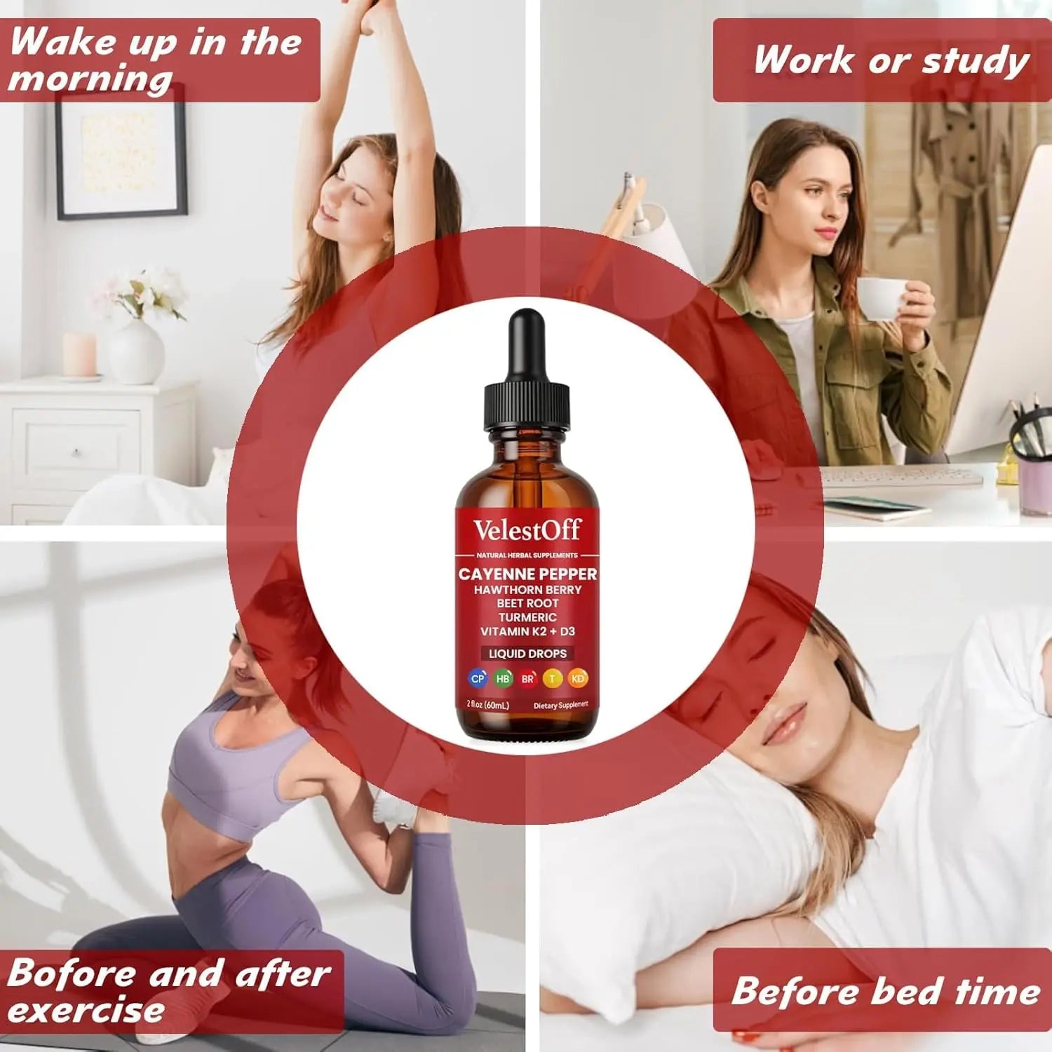 VelestOff Cayenne Pepper Drops - VelestOff Cayenne Circulation Blood Pressure Blend - Cayenne Pepper Hawthorn Beet Root Turmeric Vitamin K2 D3-2 OZ (2 PCS) Velestoff Au supplements