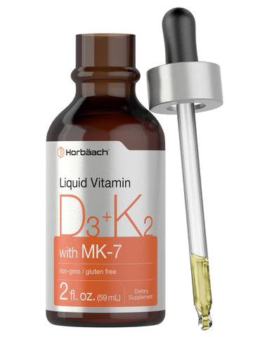 Horbäach Vitamin D3 + K2 Liquid Drops | with MK7 | 2 Fl Oz | Vegetarian | Non-GMO Horbäach Au supplements