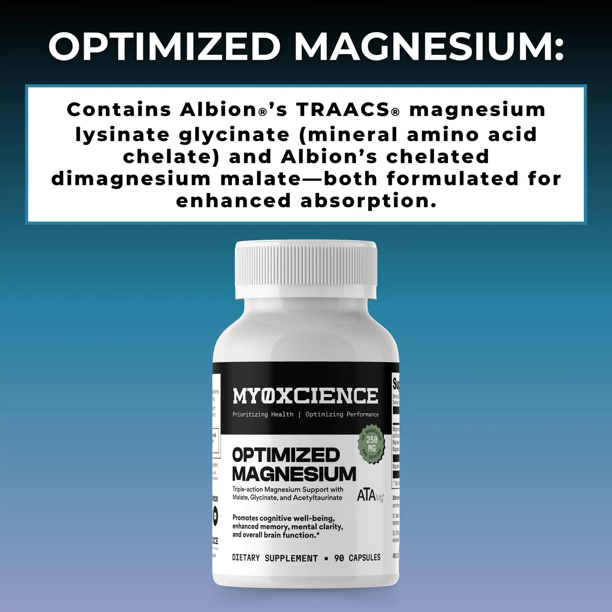 MYOXCIENCE Optimized Magnesium Glycinate + Magnesium Taurate (as ATAmag®) for High Brain Bioavailability to Support Stress Relief and Sleep | 30 Servings MYOXCIENCE Au supplements