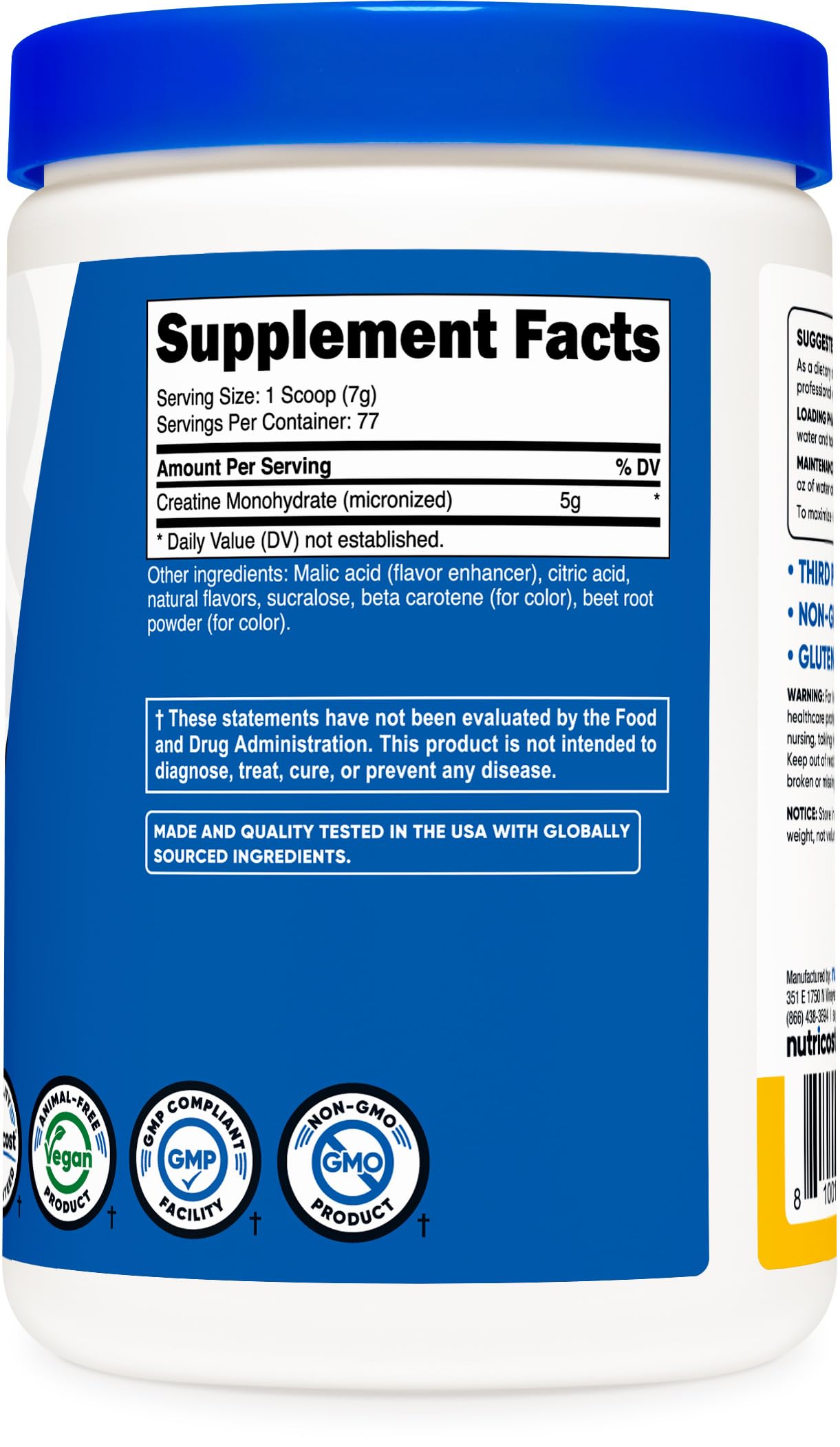 Nutricost Creatine Monohydrate Powder (Pineapple Mango, 500 Gram) - Micronized Nutricost Au supplements