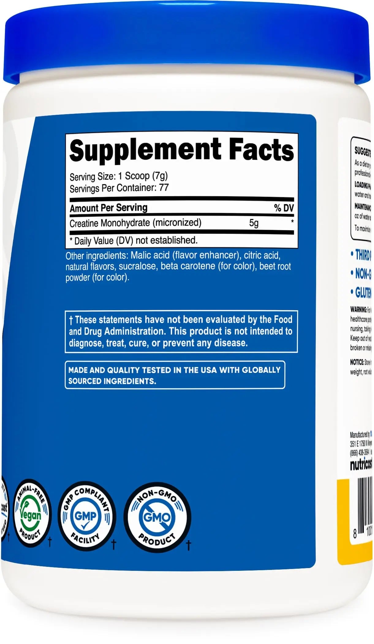 Nutricost Creatine Monohydrate Powder (Pineapple Mango, 500 Gram) - Micronized Nutricost Au supplements