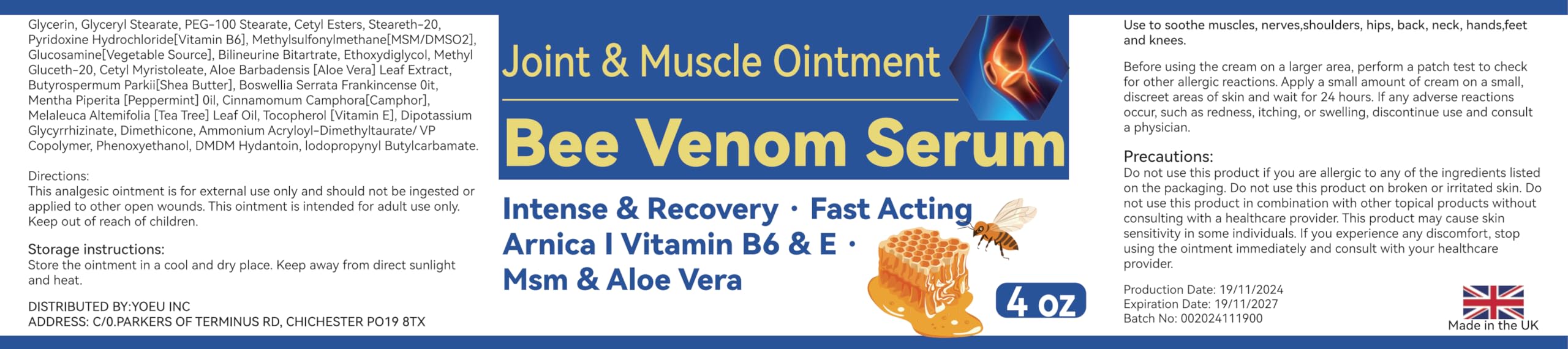Cedonivor Bee Venom Joint and Bone Cream, Bee Venom Joint Relief Cream Joint Care for Knee, Neck, Back, Hands, Feet Moisturizer Cedonivor Au supplements