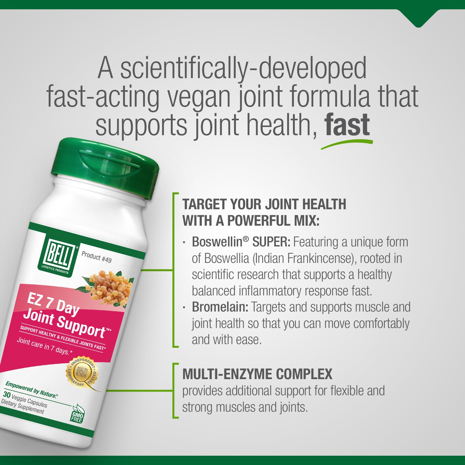 Bell EZ 7 Day Joint Support ™ -Fast-Acting, Once-Daily Joint Health Supplement – Helps Relieve Knee Pain, Swelling & Supports Muscle Recovery – Vegan – 30 Capsules Bell Au supplements