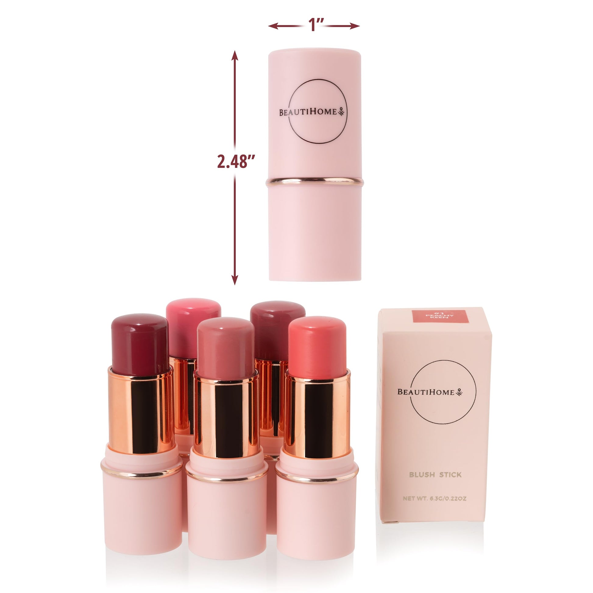 BeautiHome Blush Stick for Cheeks & Lips Multistick Cream Blush- Easy to Apply & Blend- Infused with Nourishing Ingredients for your Skin Compact Travel Size Makeup (Misty Rose, Small) BeautiHome Au supplements