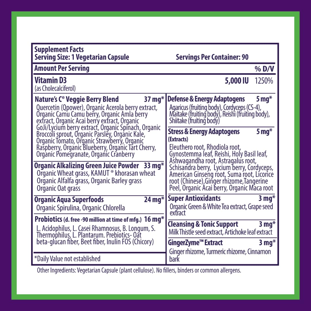 Paradise Herbs Earth's Blend Vitamin D3, Superfoods Base of Probiotics and Organic Alkalizing Greens, Veggies & Berries, 90 Vegetarian Capsules Paradise Herbs Au supplements