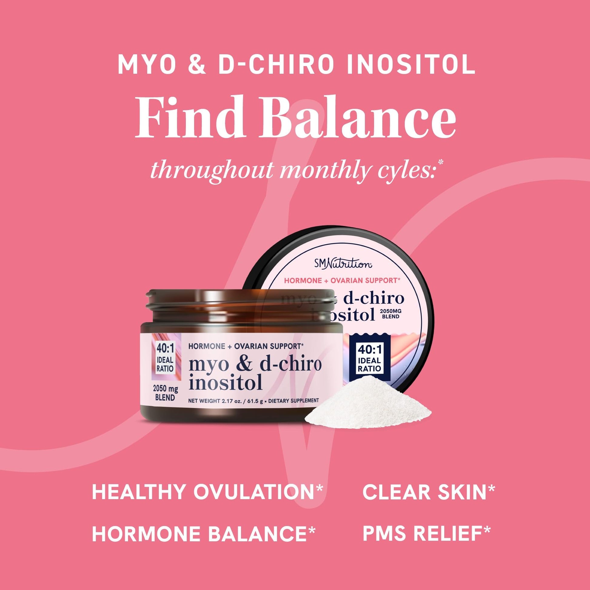 Myo-Inositol & D-Chiro Inositol Powder | Hormone Balance for Women | Ideal 40:1 Ratio SMNutrition Au supplements