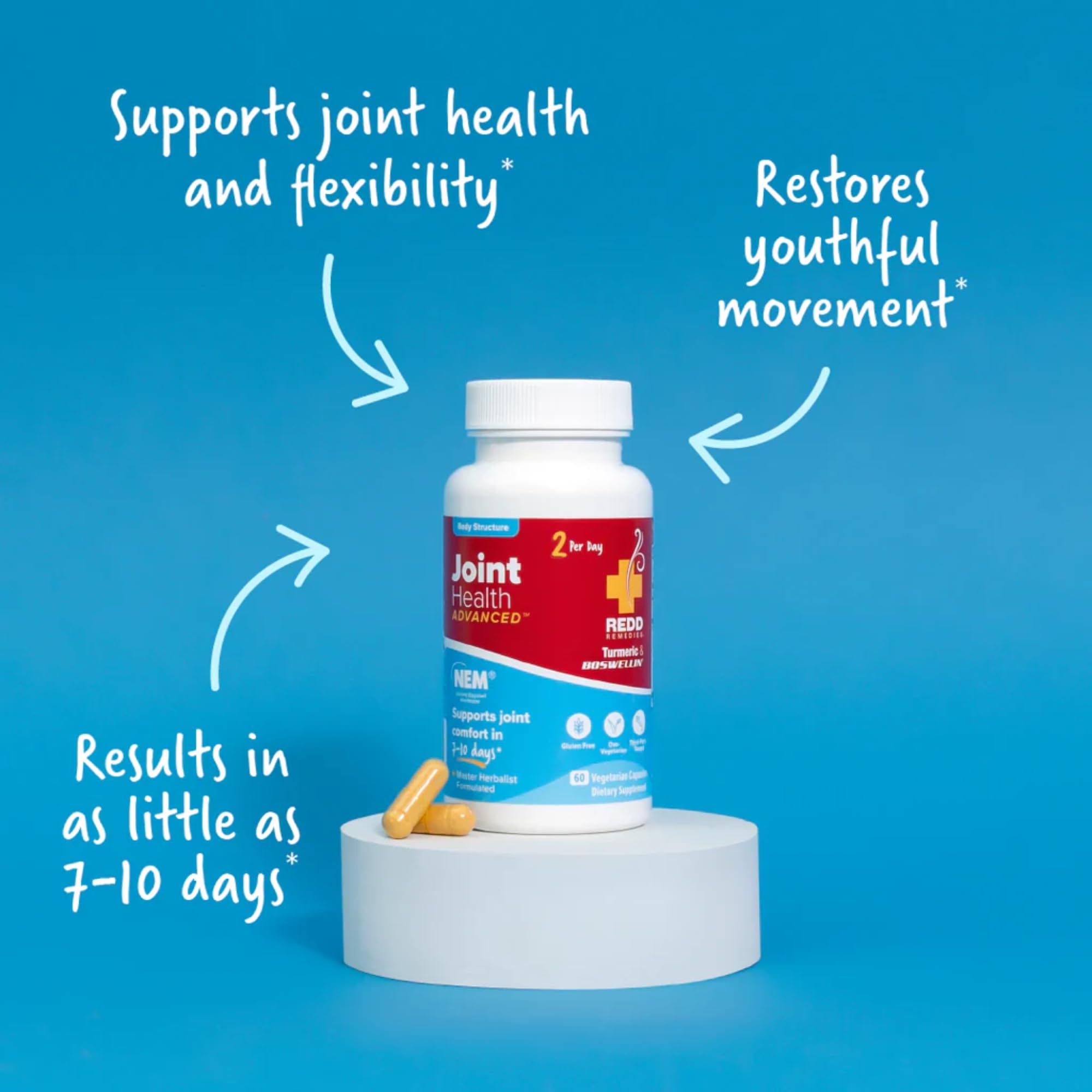Redd Remedies, Joint Health Advanced, Helps Strengthen Connective Tissue and Cartilage, Fast-Acting Comfort with Boswellia Serrata and Turmeric, 120 Vegetarian Capsules Redd Remedies Au supplements