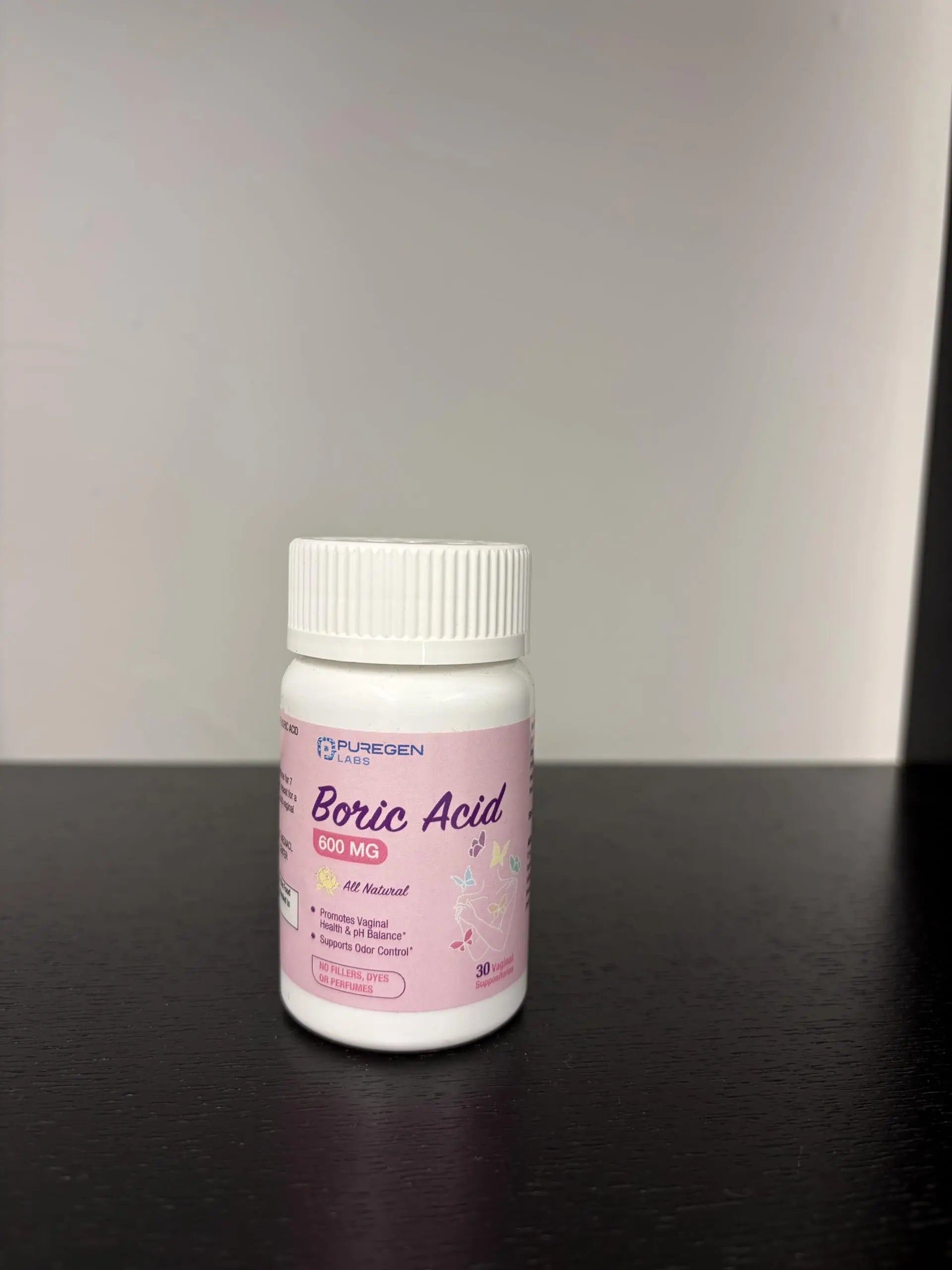 Puregen Labs Boric Acid 600 mg Vaginal Suppositories - 100% Pure | All Natural Without Dyes or Fillers | Made in USA - Supports Vaginal pH Balance and Odor Control (30 Count) P Puregen Labs Au supplements