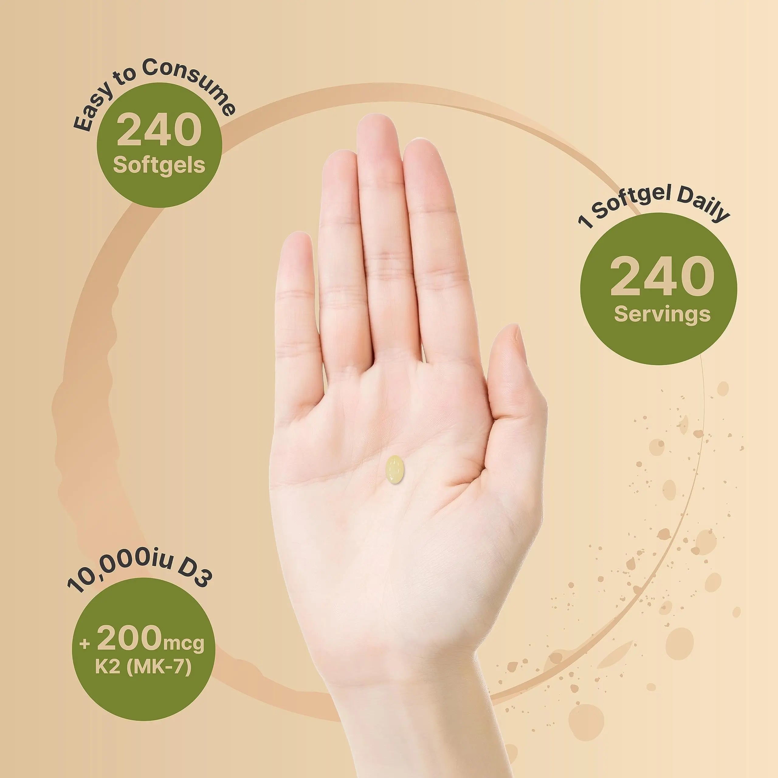 NatureBell Vitamin D3 K2 (10,000 IU Vitamin D + 200mcg Vitamin K MK-7) 240 Softgels NatureBell Au supplements