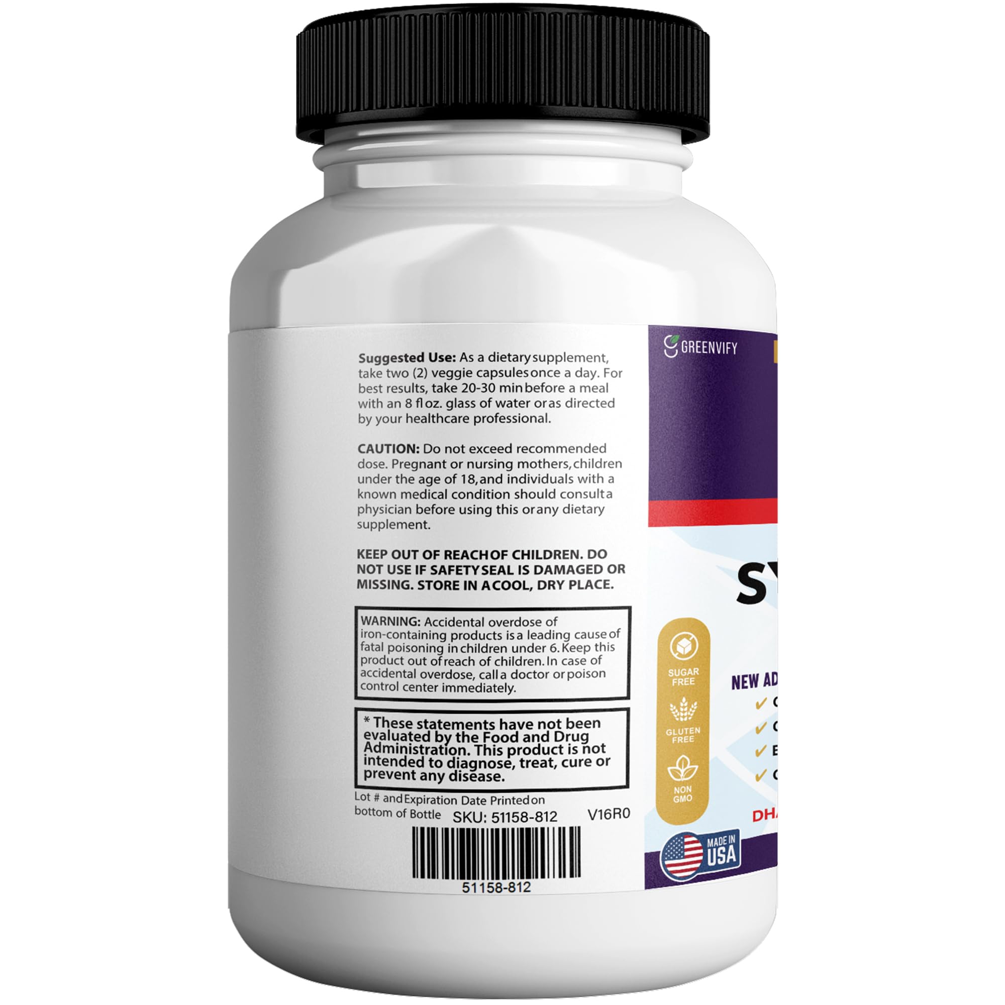 GREENVIFY Synaptic XR Max Extra Strength Brain Support Supplement with Herbal Ingredients, 60 Capsules, DHA Vitamins, Nootropic Formula (1) GREENVIFY Au supplements