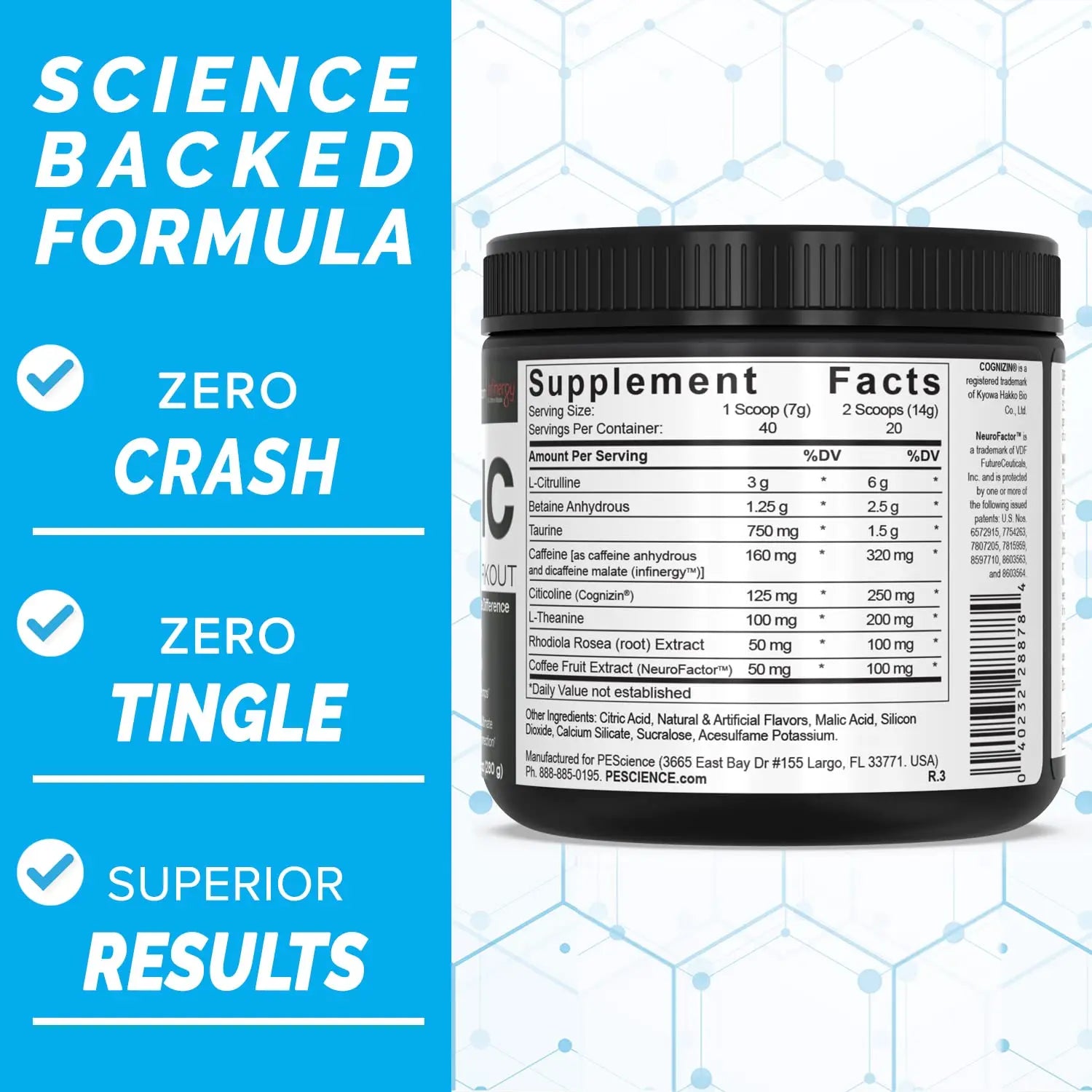 PEScience Prolific Pre Workout Powder, Sour Peach Candy, 40 Scoop, Energy Supplement PEScience Au supplements