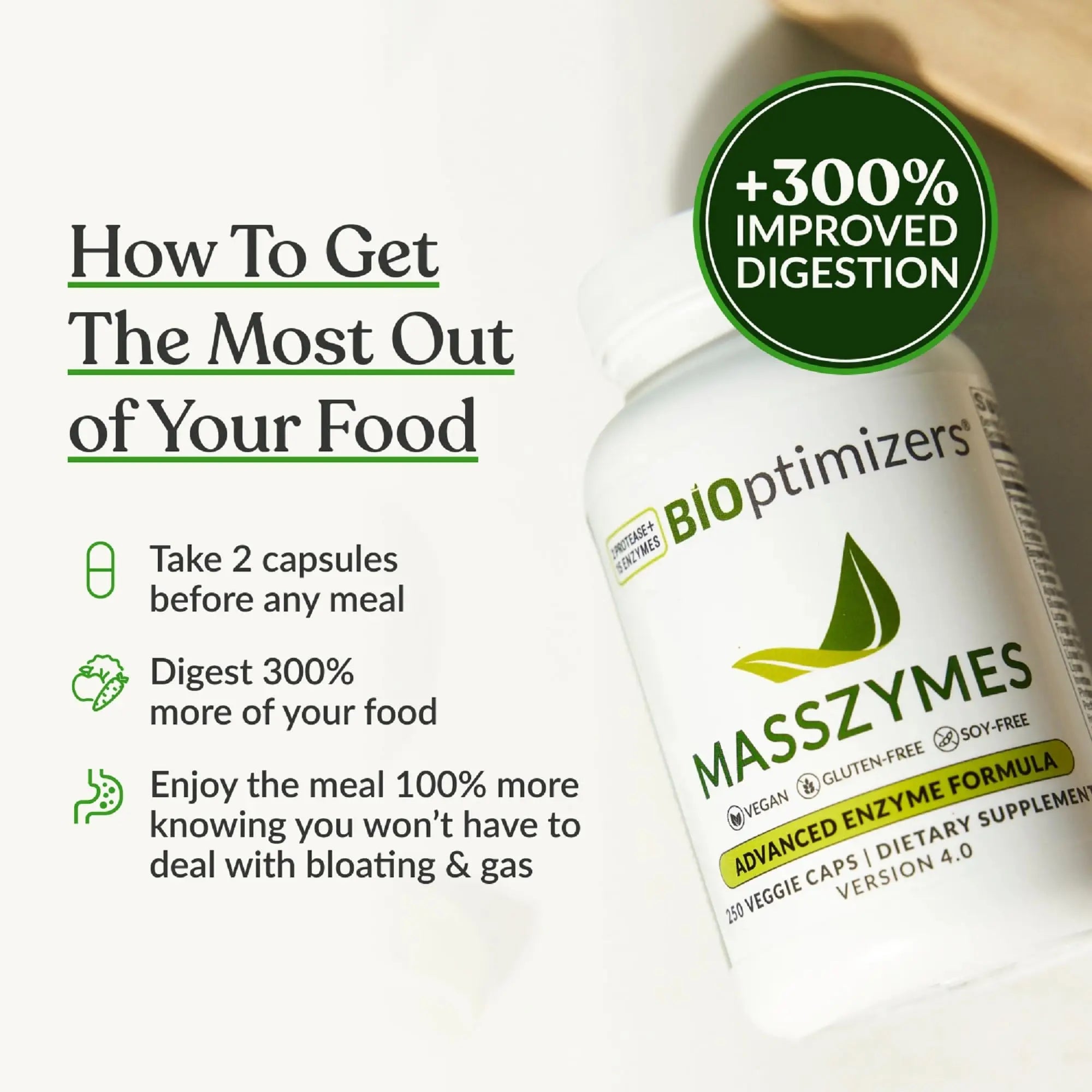 BIOptimizers MassZymes - Complete Digestive Enzymes Supplement for Gut Health - Bloating Relief for Men and Women - Lipase Amylase Bromelain Digestive Enzymes (30 Capsules) BIOptimizers Au supplements