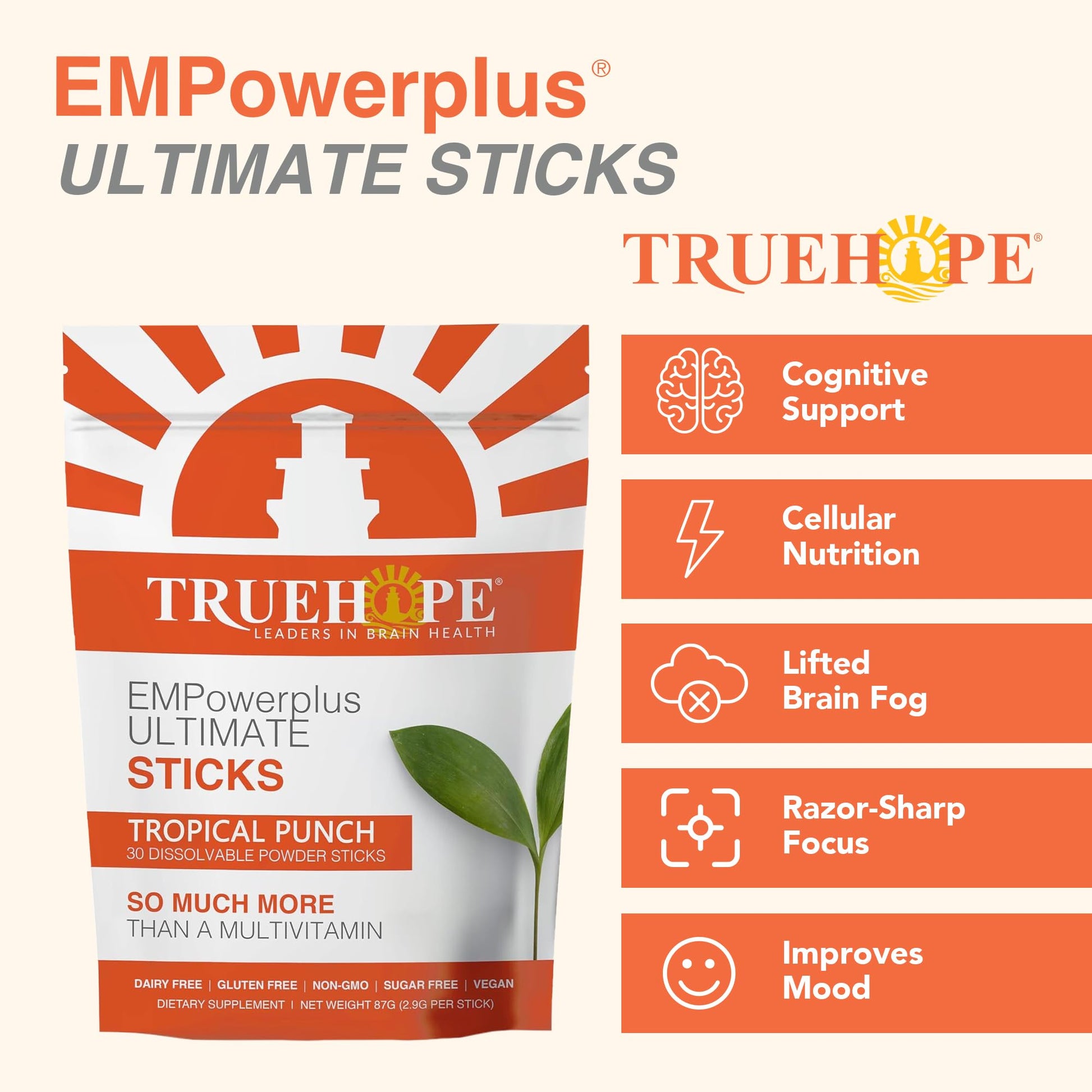 Truehope Multivitamin Nootropic Pouches with Inositol - Once-Per-Day EMPowerplus Ultimate Sticks - 30 Count (Tropical) Truehope Au supplements
