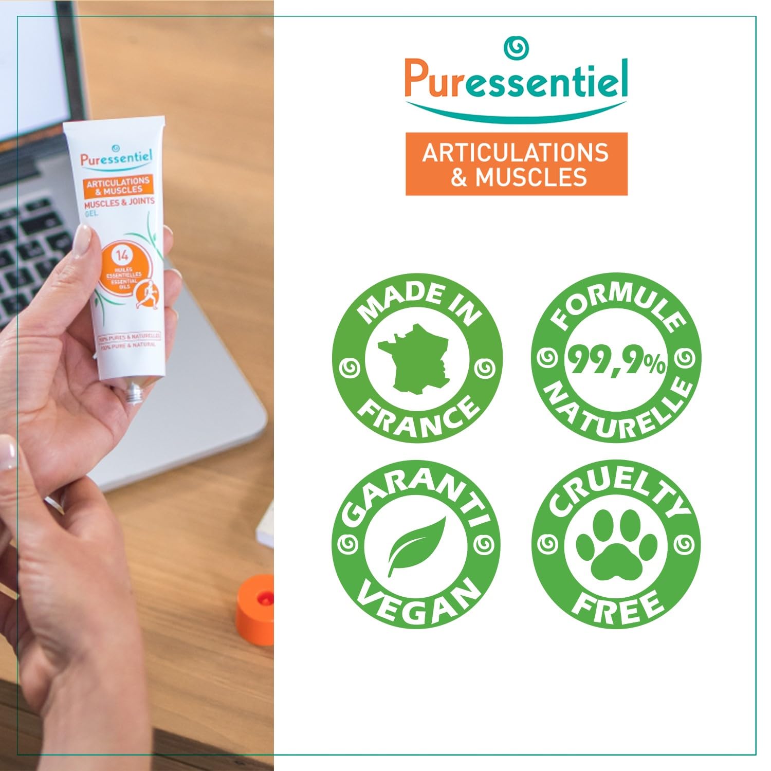 Puressentiel Muscles and Joints Gel - Soothing Gel for Muscle Relief and Knee Relief - Cooling Gel for Foot Relief - Back Gel - 2.02 oz Puressentiel Au supplements