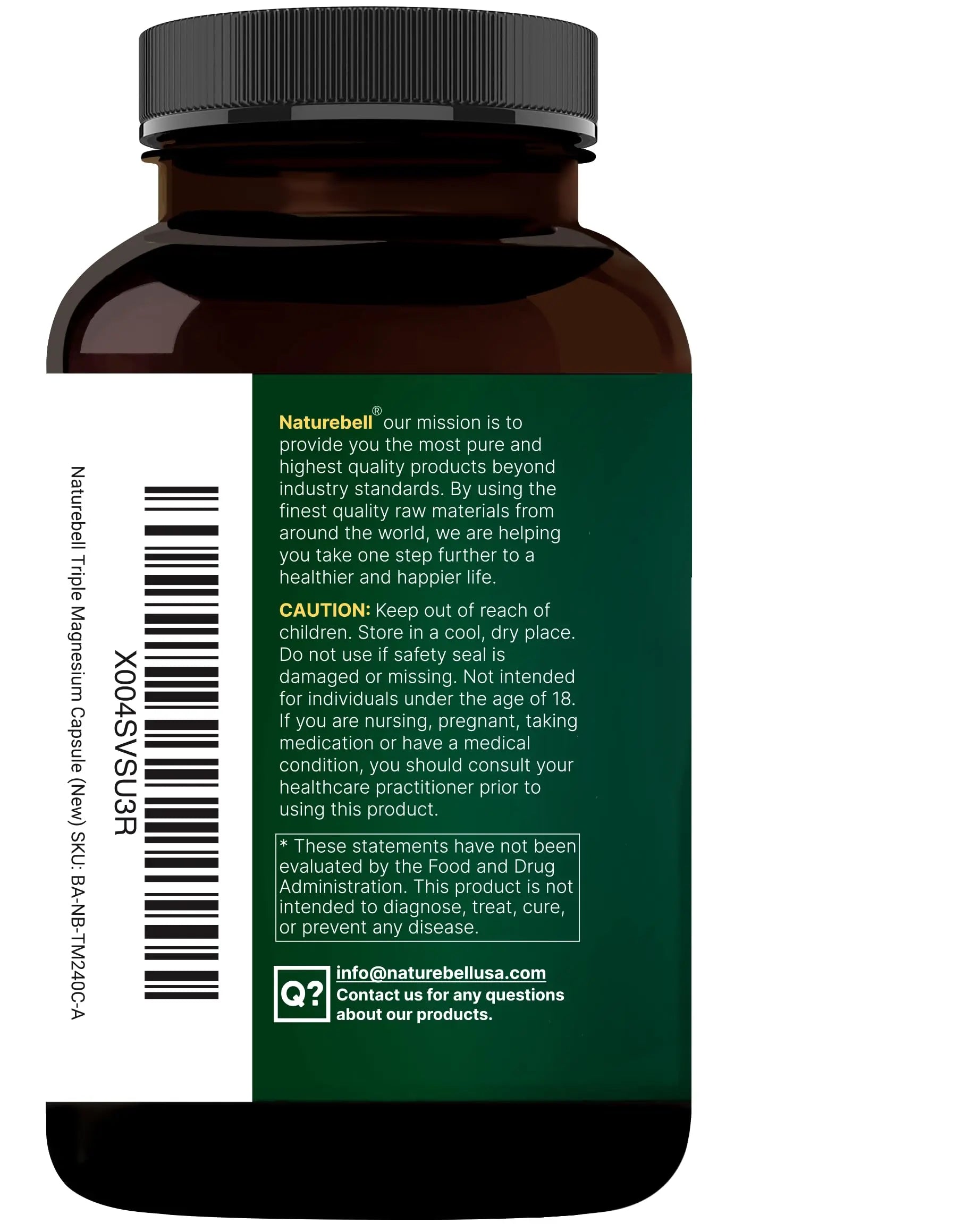 NatureBell Magnesium Complex for Women & Men 1,000mg Per Serving – 240 Capsules – Triple Magnesium Complex with Glycinate, Citrate & Malate – Chelated & Purified – Non‑GMO, Filler Free NatureBell Au supplements