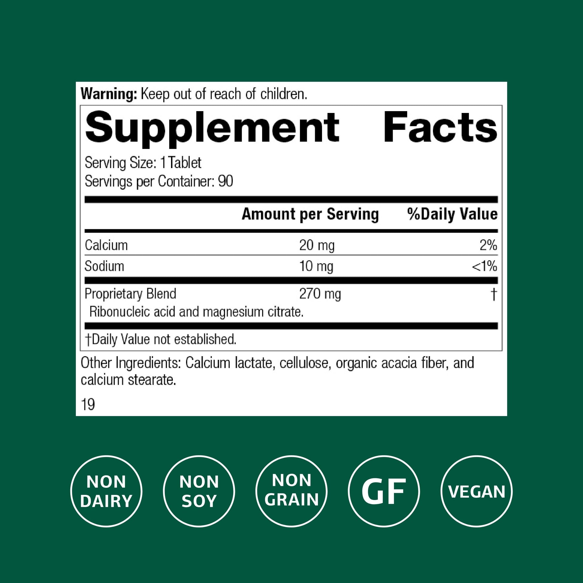 Standard Process Ribonucleic Acid RNA - Cell Development Support - Aids Protein Synthesis - Vegan, Gluten-Free, Non-Soy, & Non-Grain - 90 Tablets (90 Servings) Standard Process Inc. Au supplements