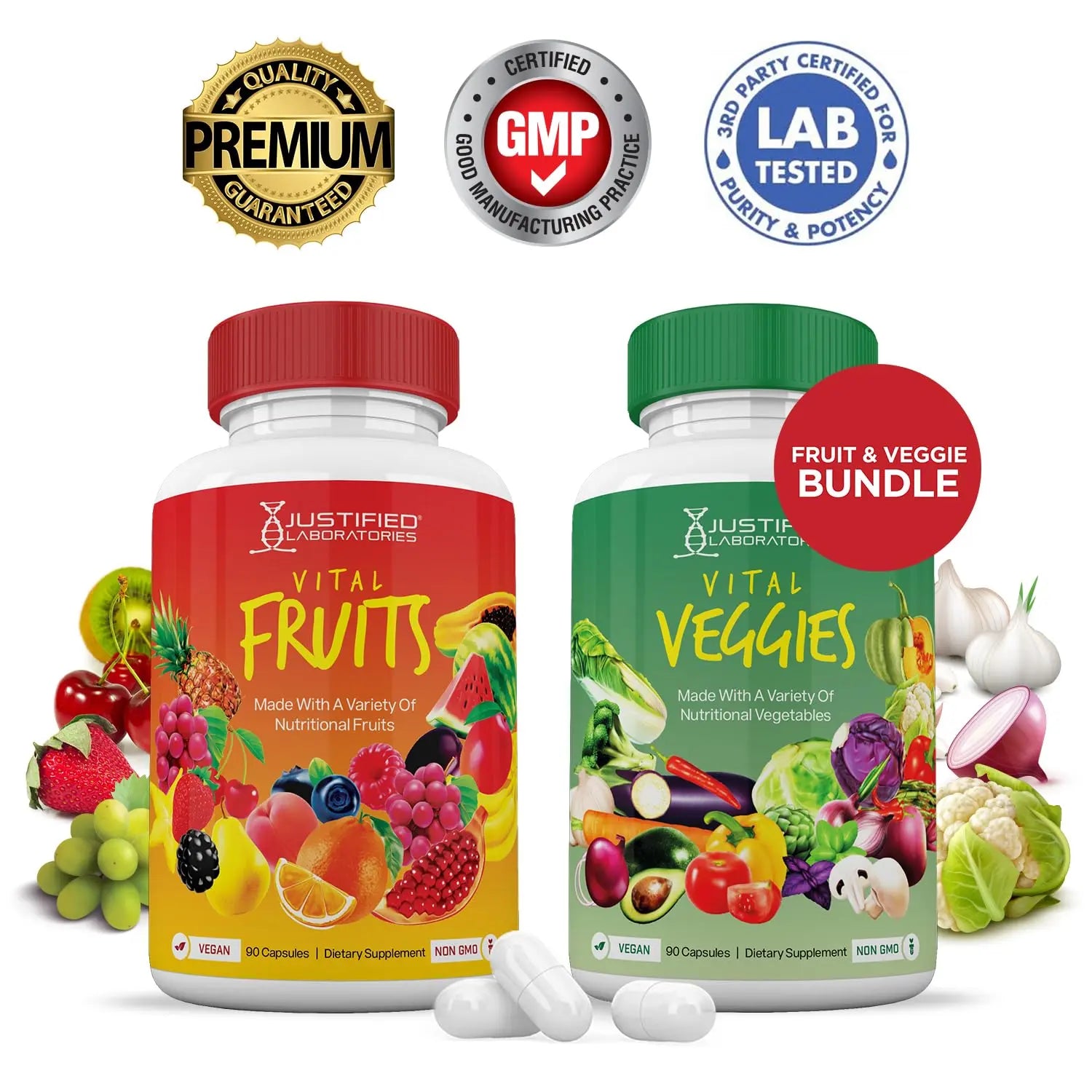 (20 Pack) Vital Fruits and Veggies Supplement Whole Food Red & Green Superfoods Justified Laboratories Au supplements